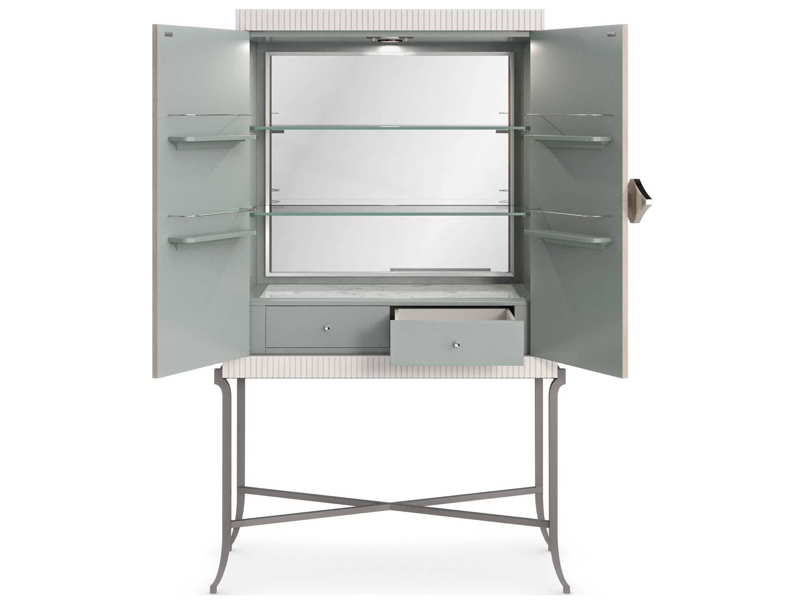 Caracole Classic High Expectations White Birch Wood Bar Cabinet