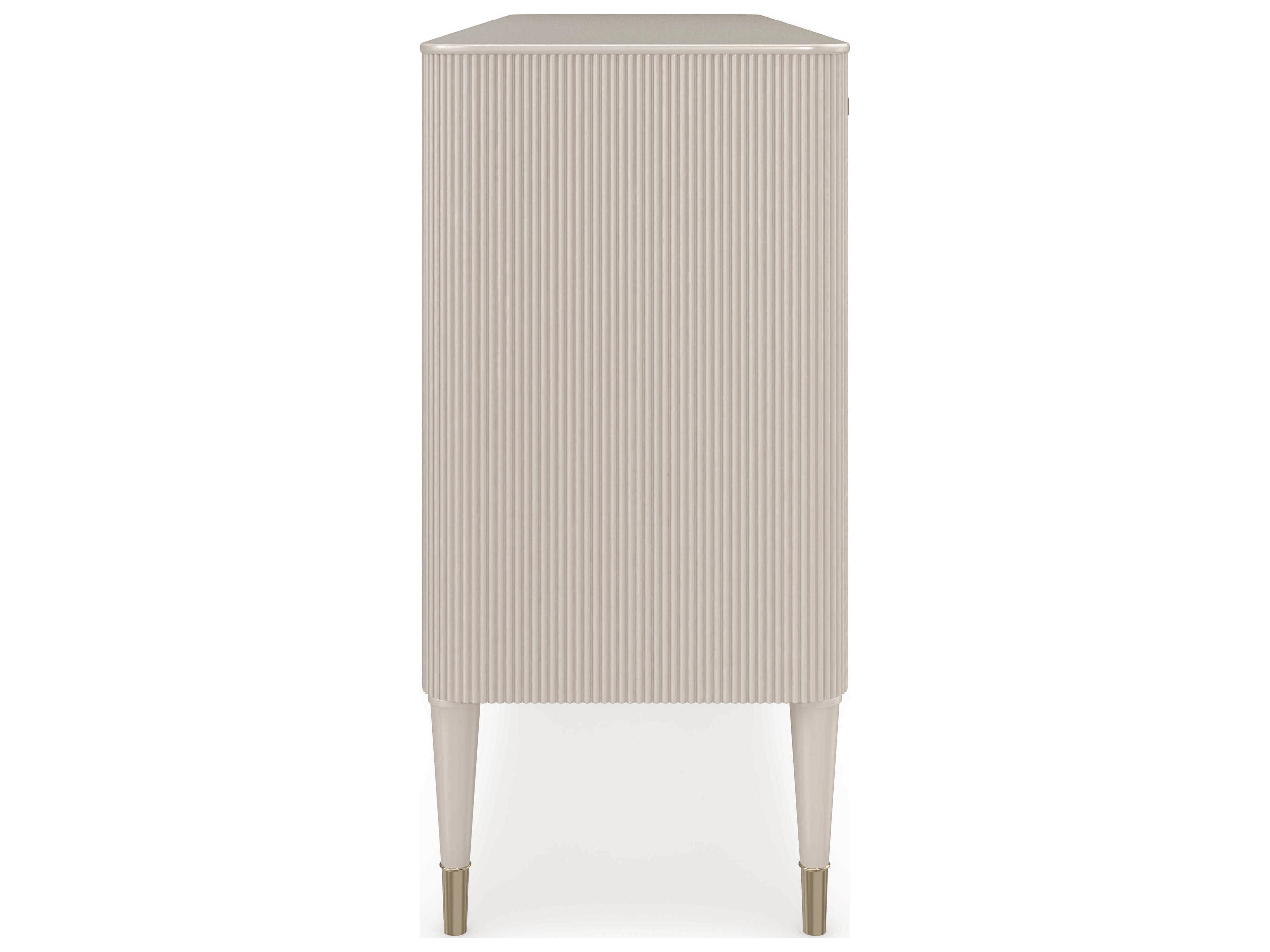 Caracole Classic Love Interest 74" Birch Wood Matte Pearl Whisper Of Gold Sideboard