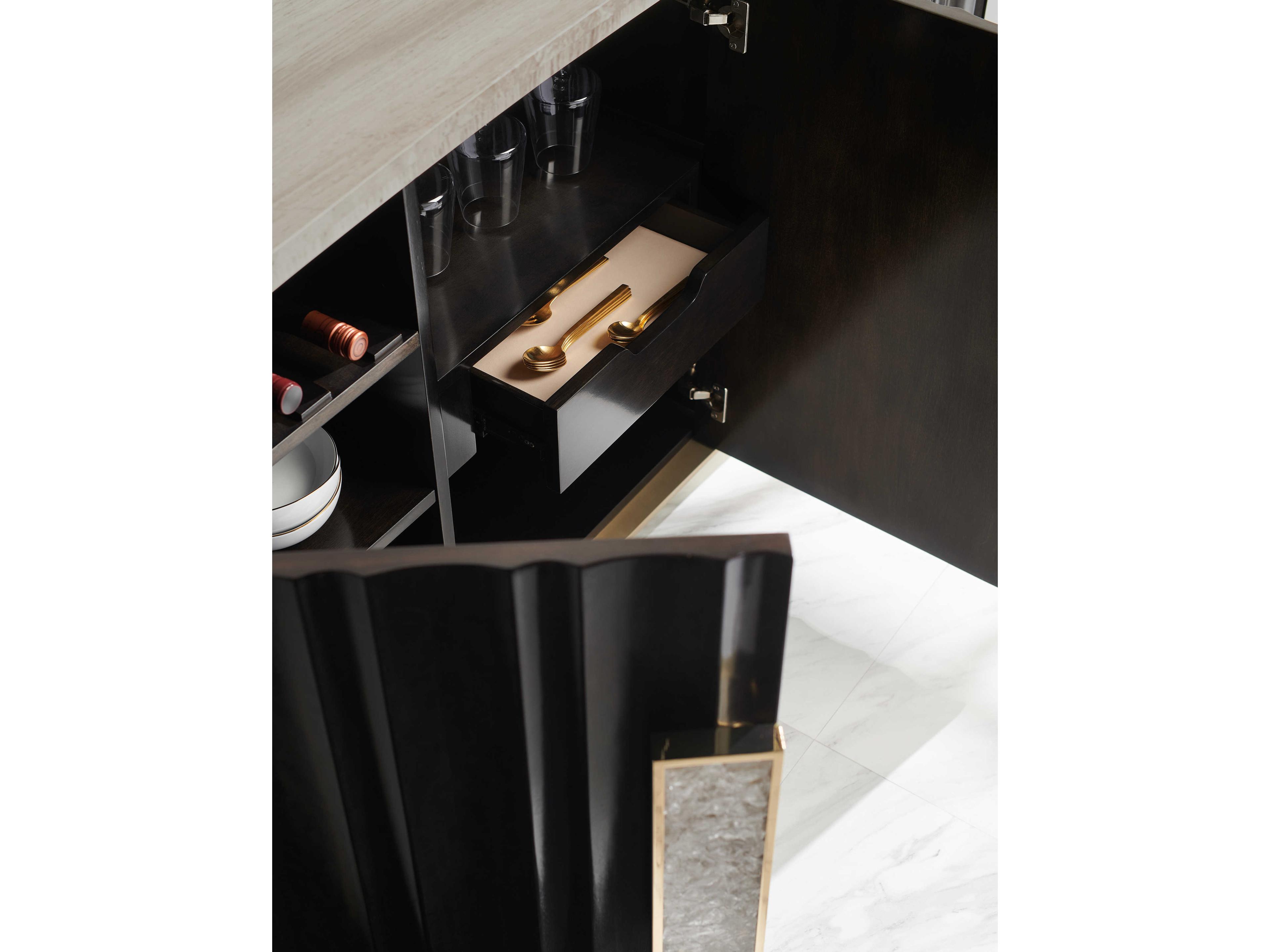 Caracole Classic Crushing It 72" Birch Wood Charred Bark Platinum Sideboard