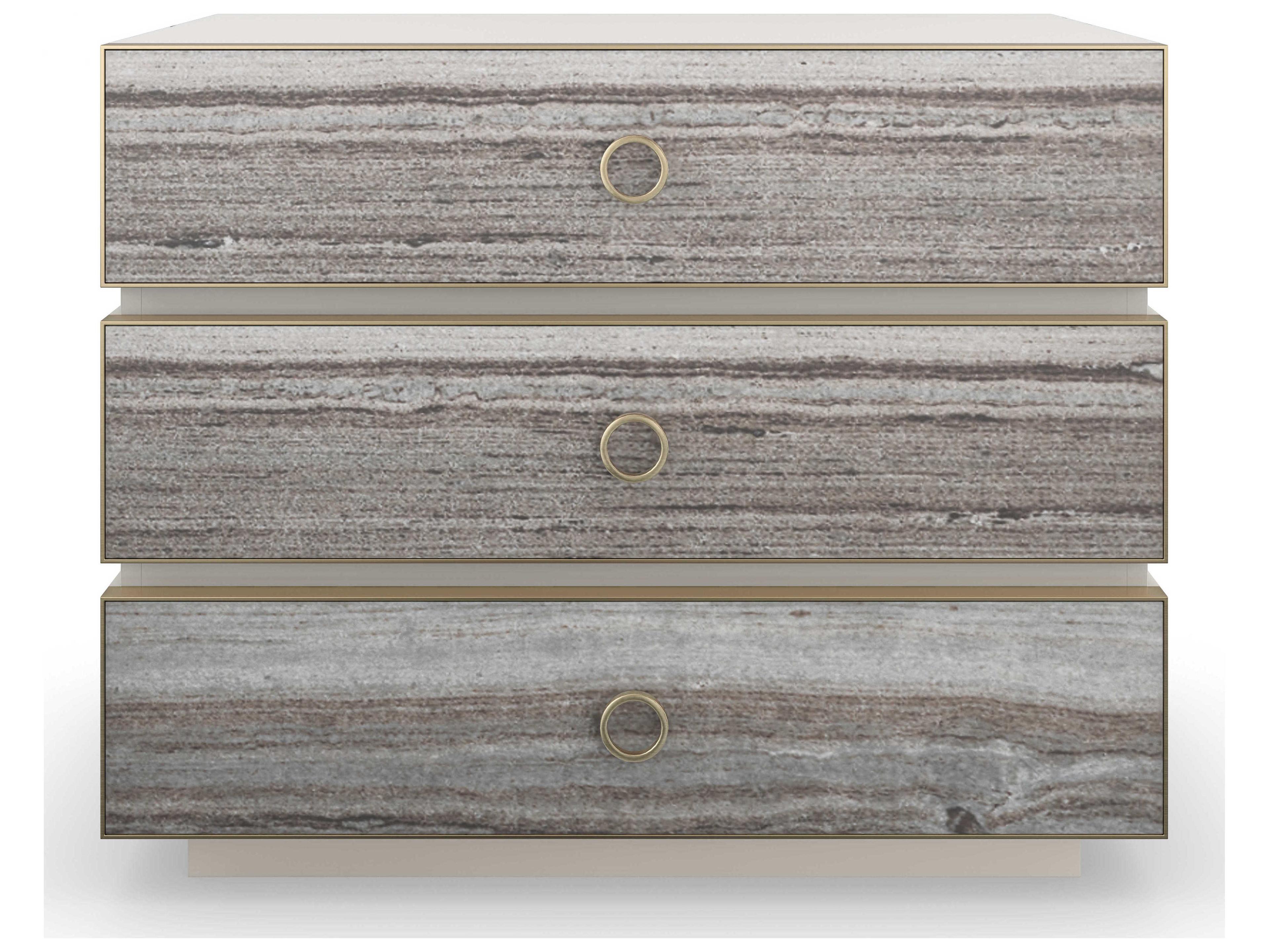 Caracole Classic Bedrock 3-Drawers White Poplar Wood Nightstand