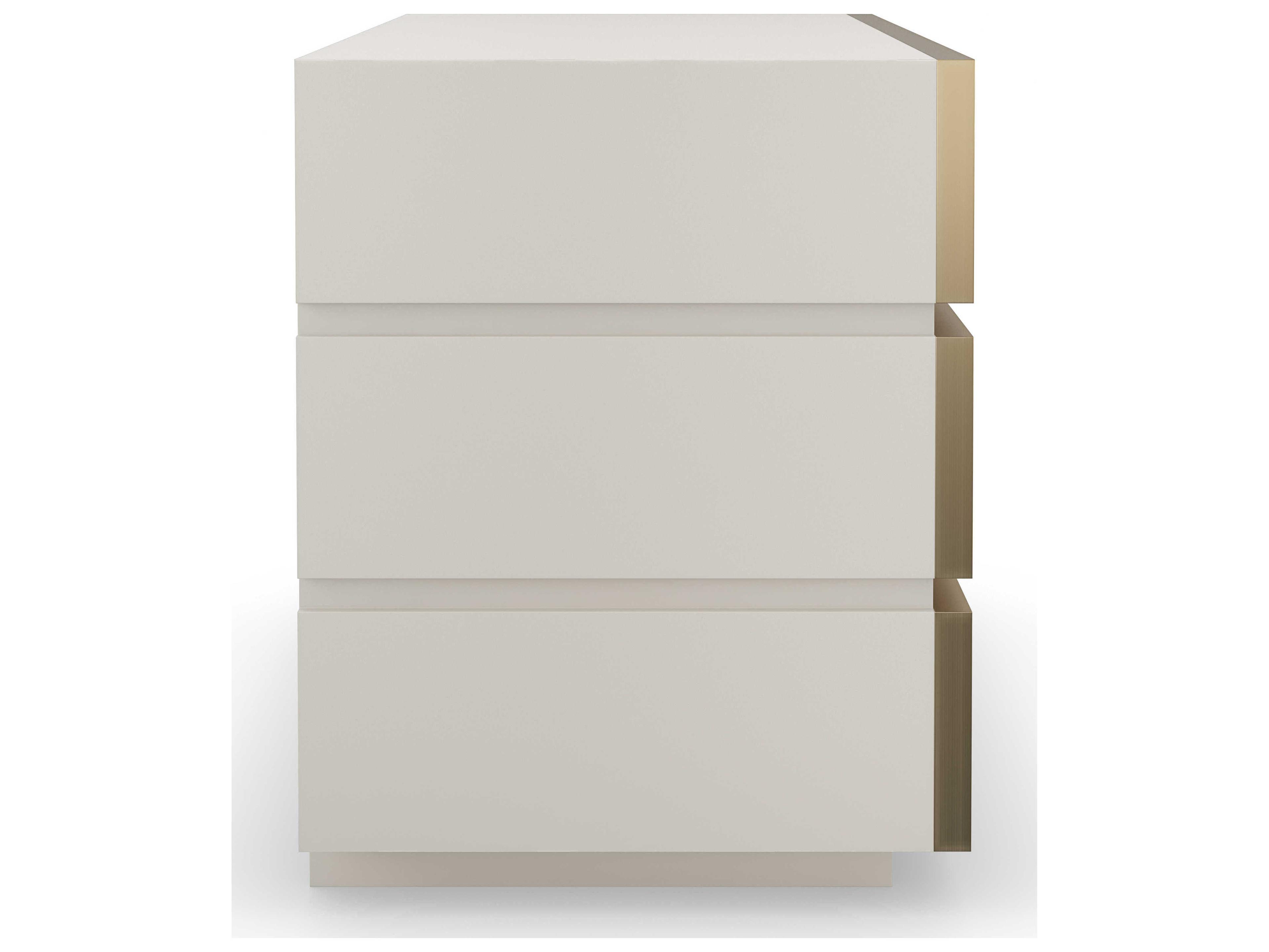 Caracole Classic Bedrock 3-Drawers White Poplar Wood Nightstand