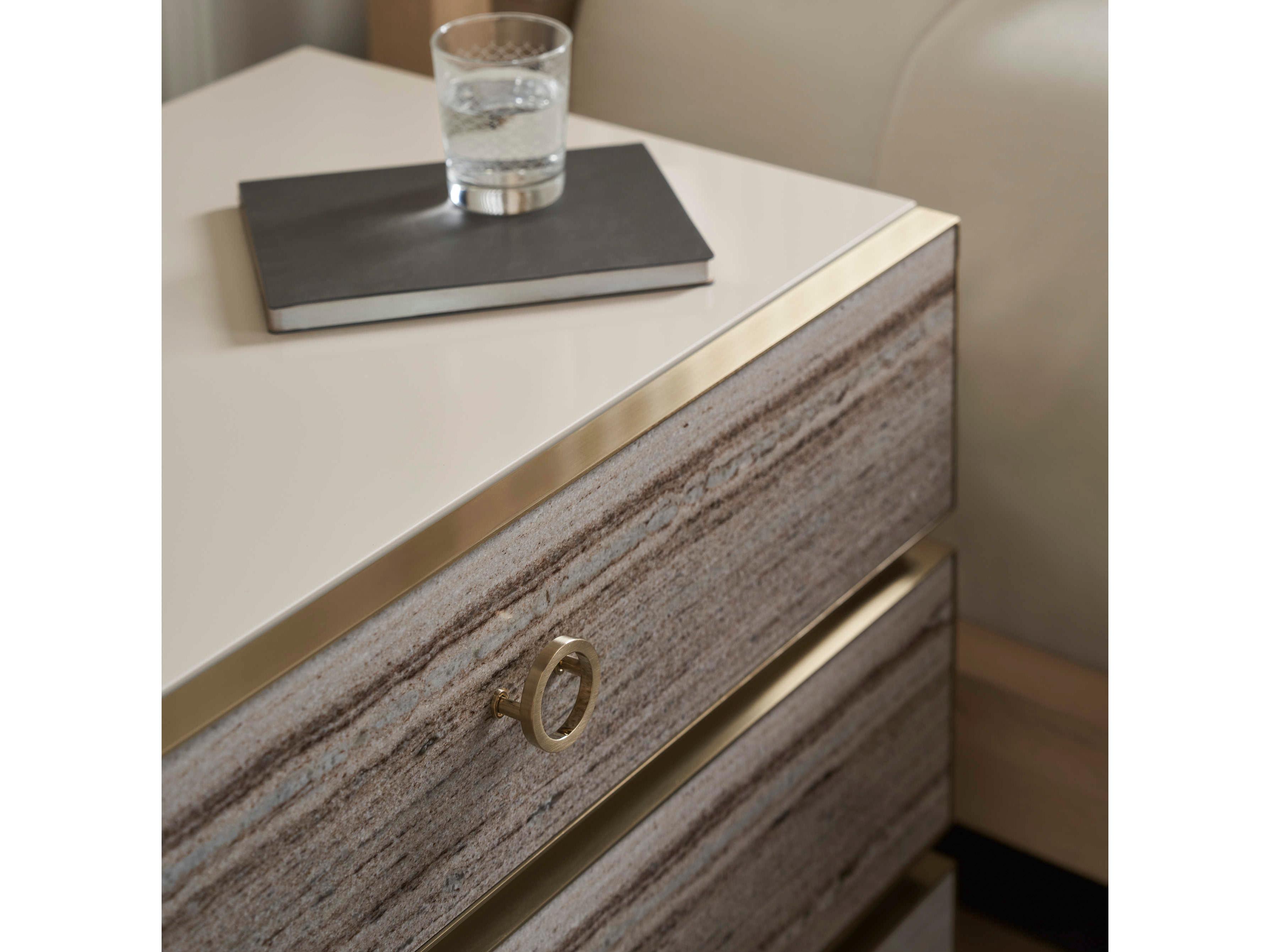 Caracole Classic Bedrock 3-Drawers White Poplar Wood Nightstand