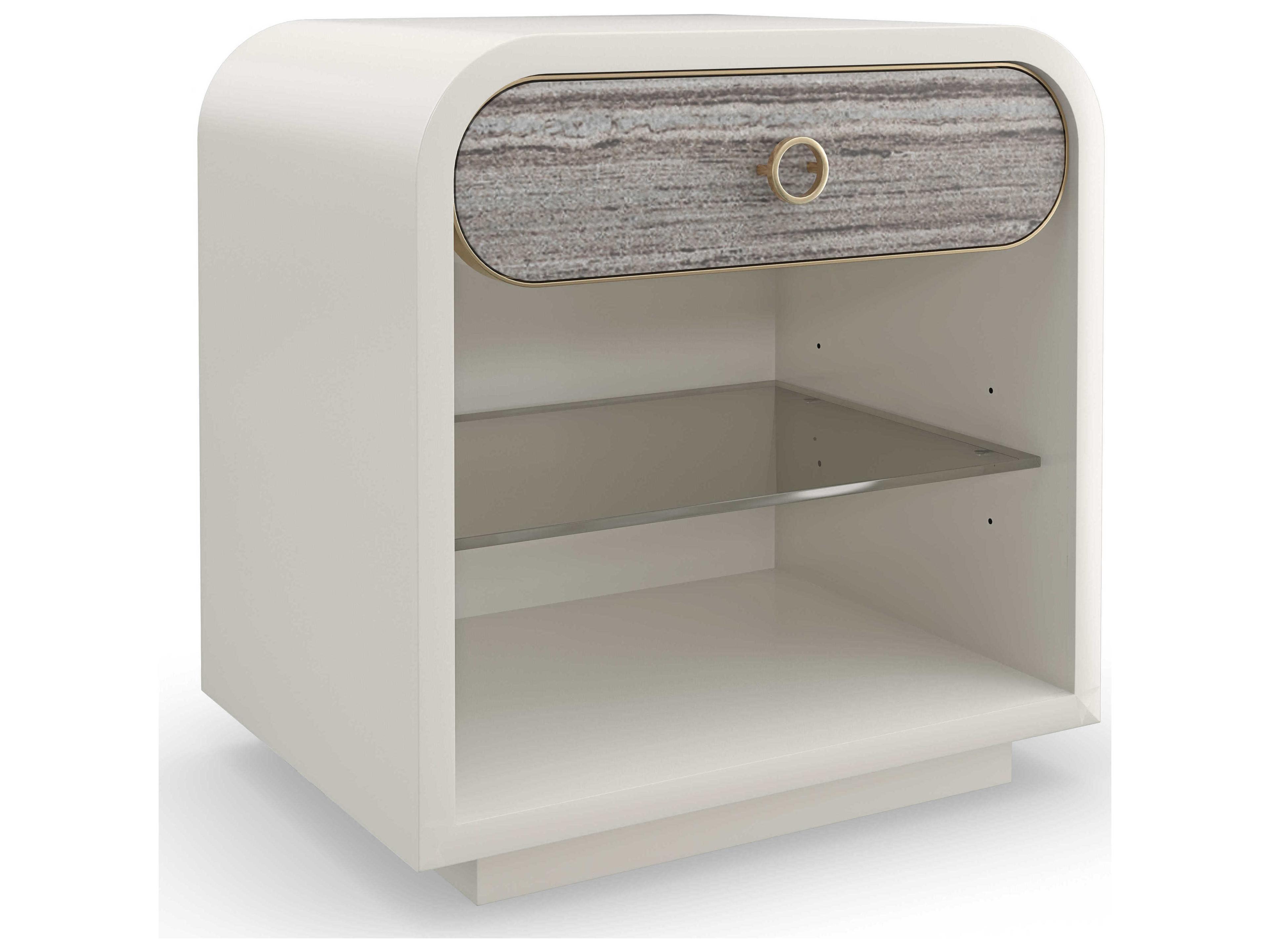 Caracole Classic Quarry 1-Drawer White Poplar Wood Nightstand