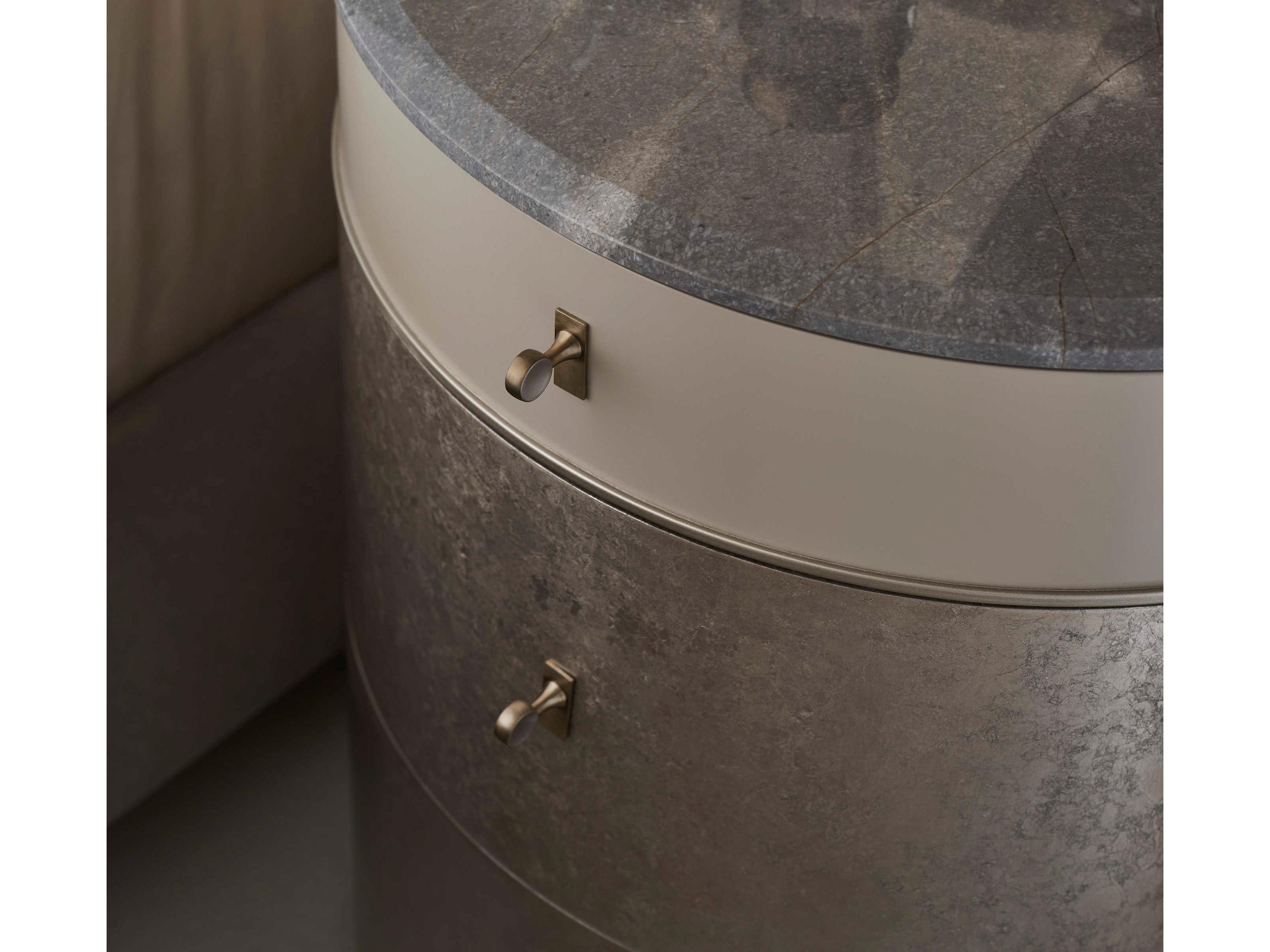 Caracole Classic Hang Round 3-Drawers White Birch Wood Nightstand