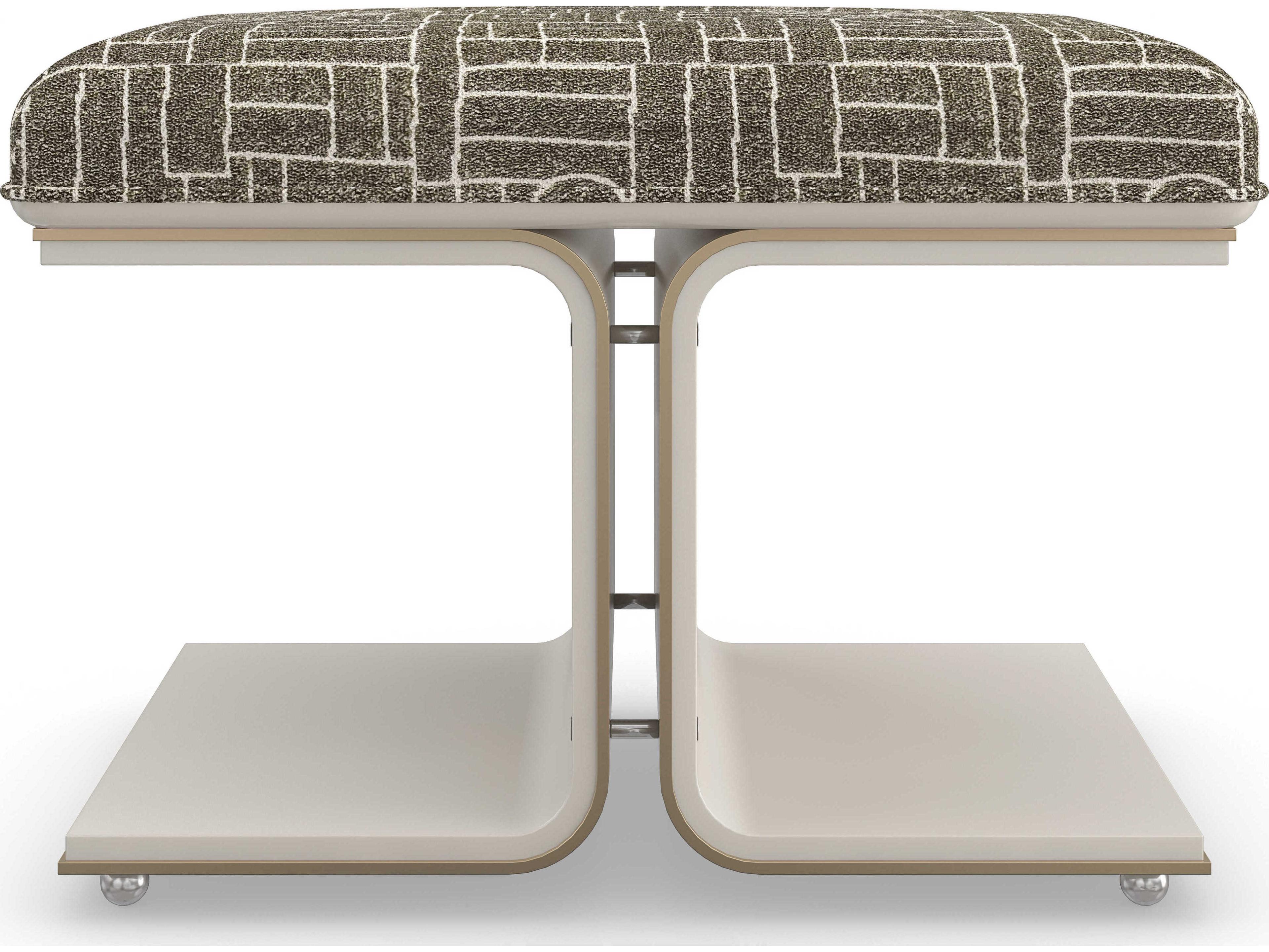Caracole Classic Balance Beam Cloud Brushed Gold Upholstered Accent Bench