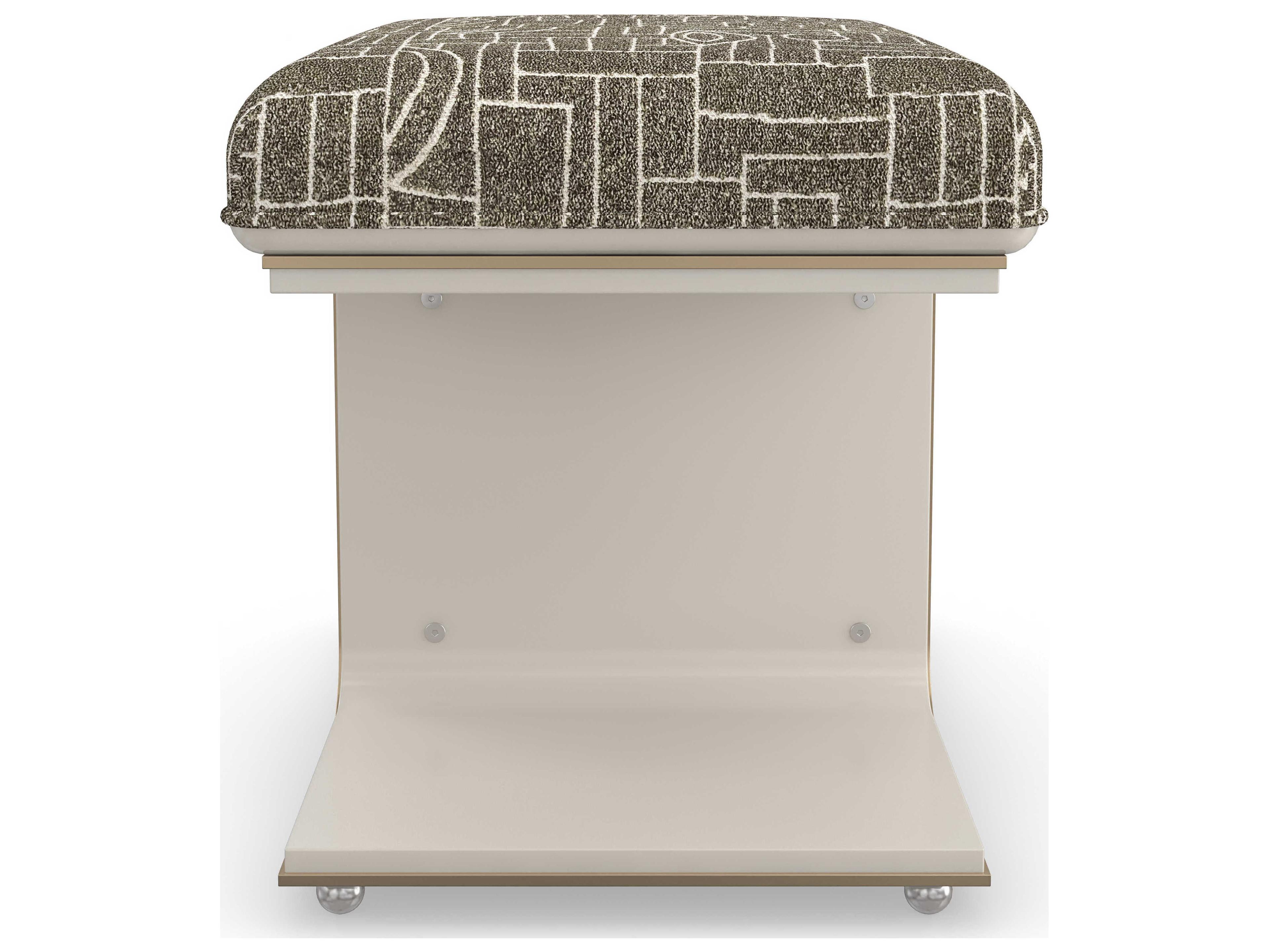 Caracole Classic Balance Beam Cloud Brushed Gold Upholstered Accent Bench