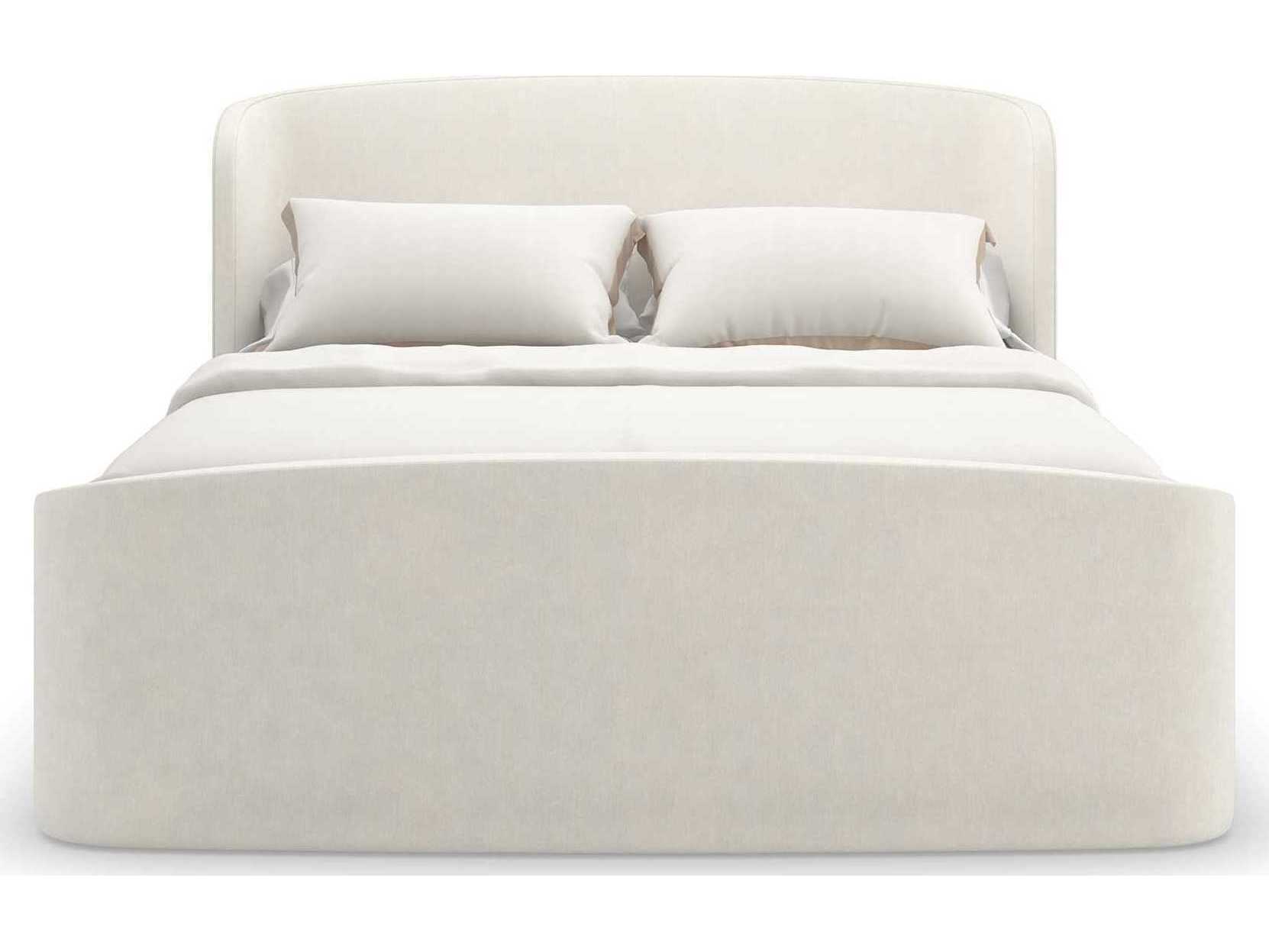 Caracole Classic Soft Embrace White Hardwood Upholstered Queen Sleigh Bed