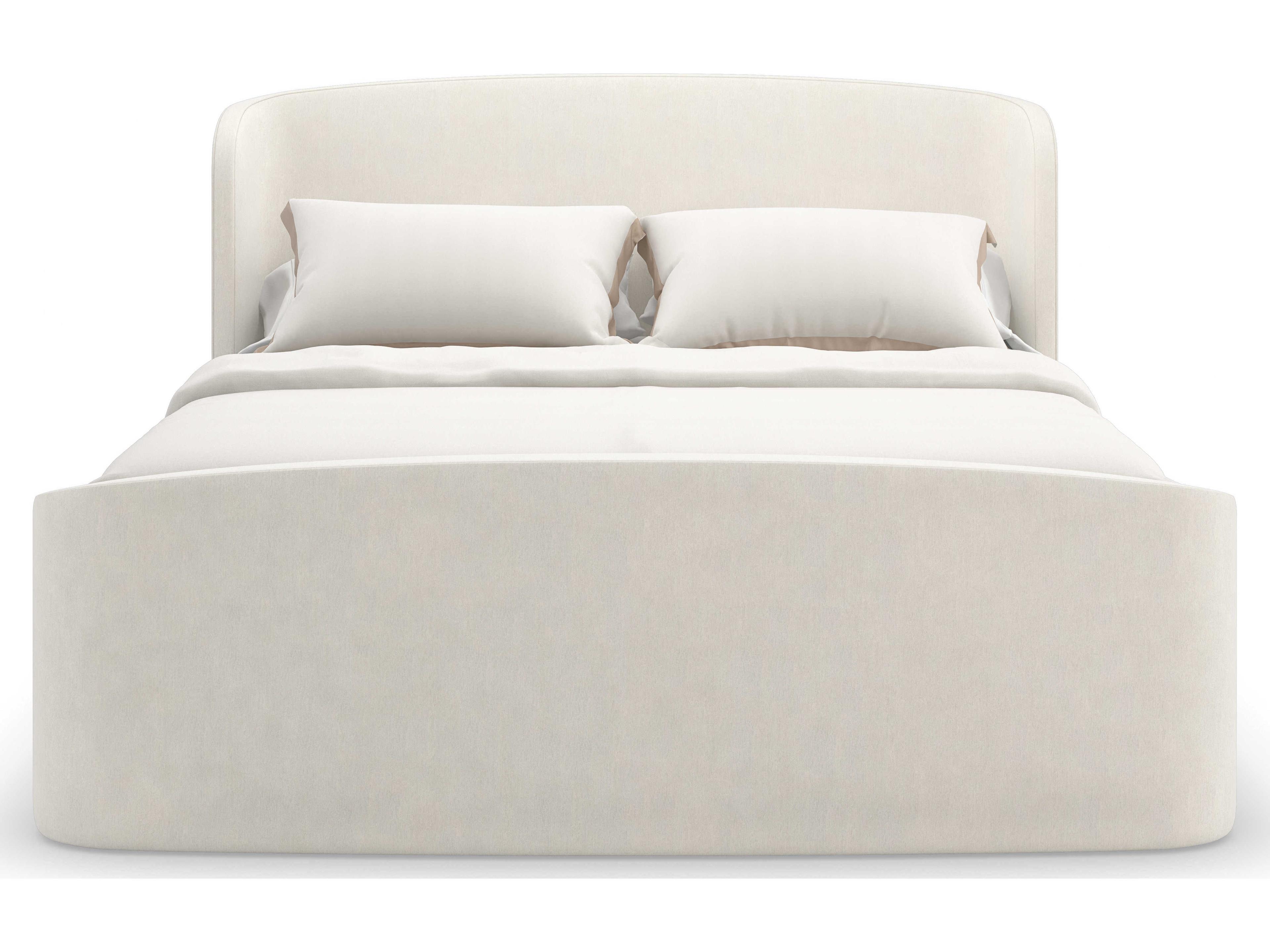 Caracole Classic Soft Embrace White Hardwood Upholstered King Sleigh Bed