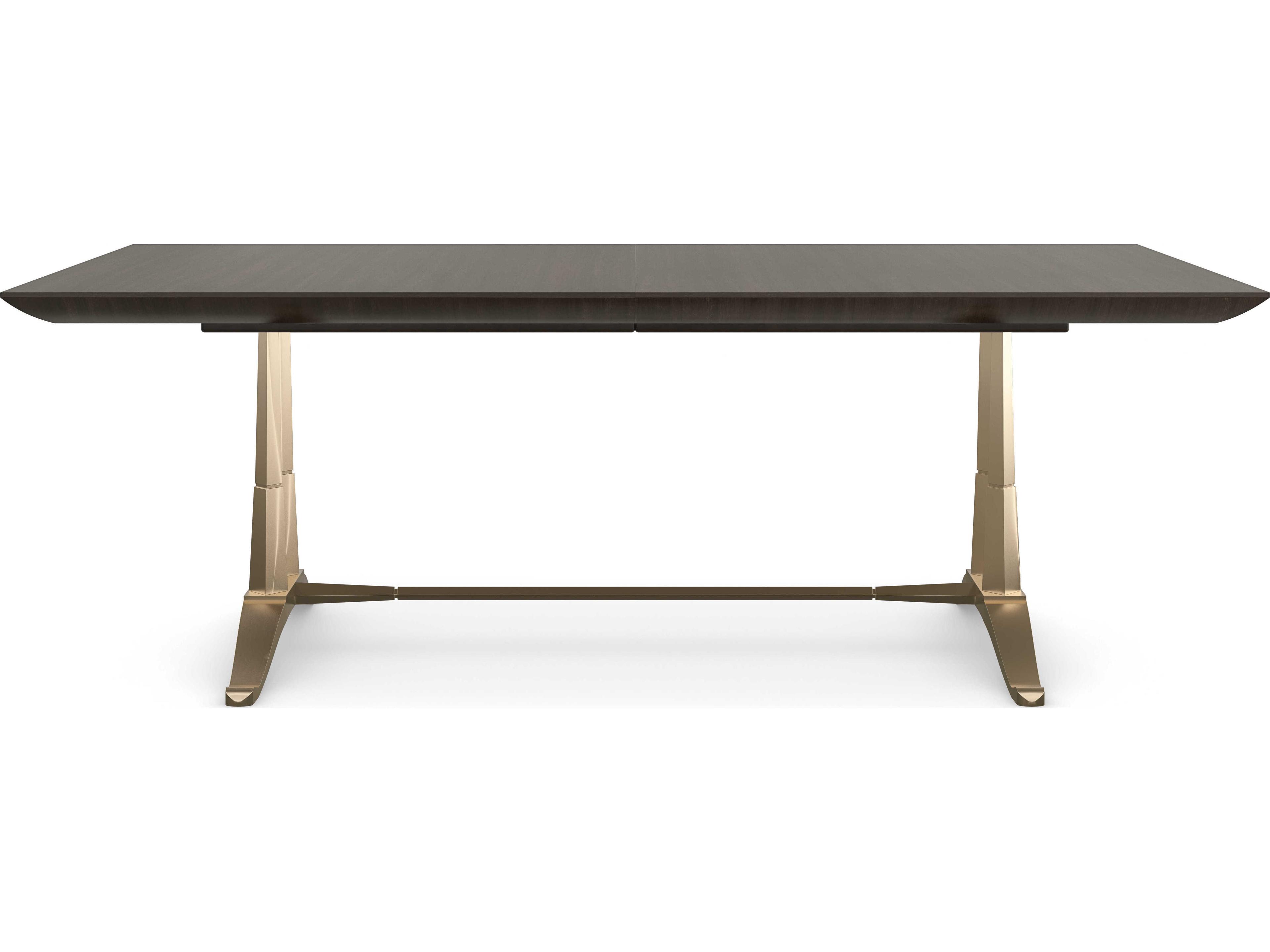 Caracole Classic D'Orsay Extendable Rectangular Wood Otter Champagne Gold Dining Table