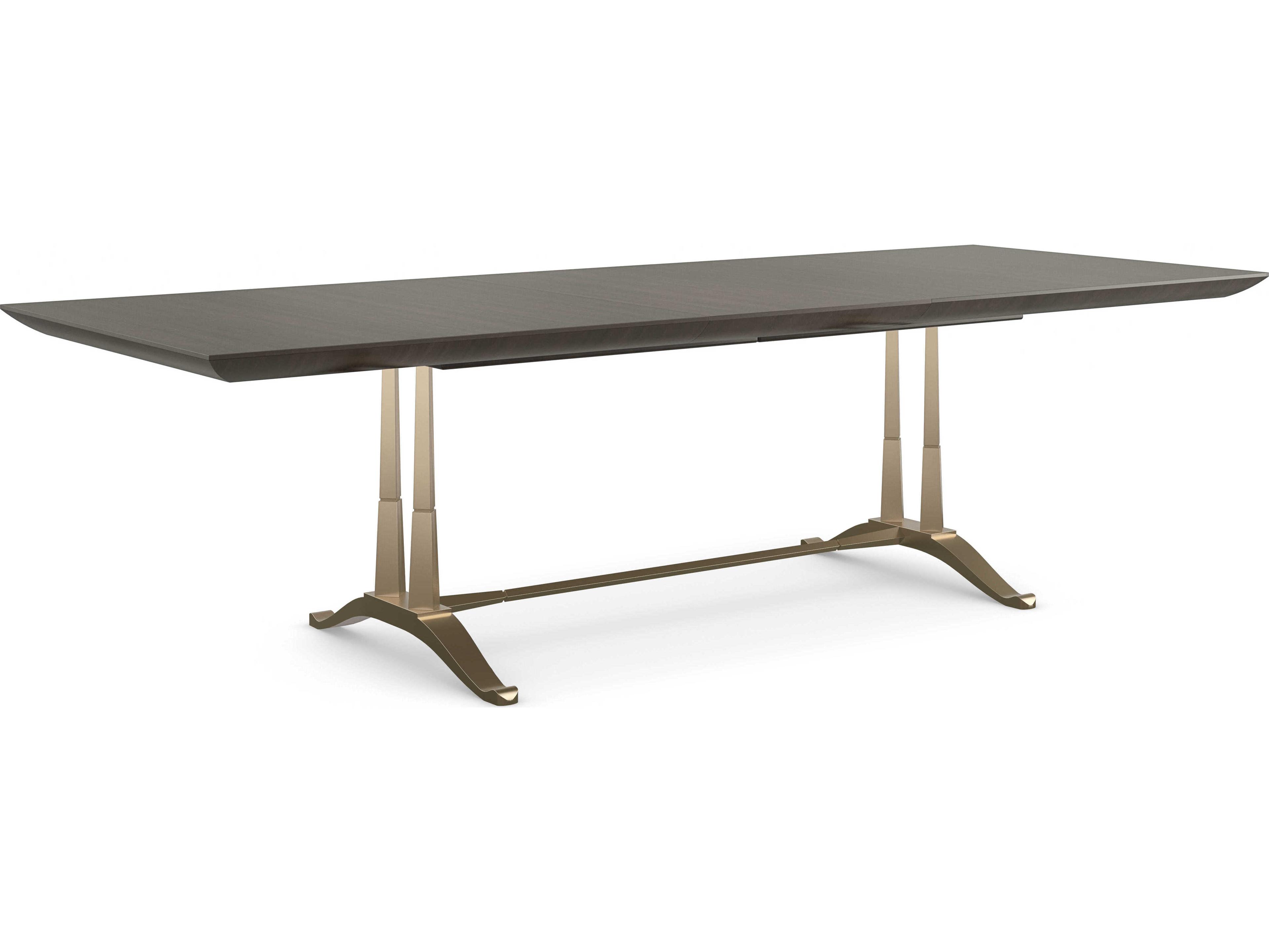 Caracole Classic D'Orsay Extendable Rectangular Wood Otter Champagne Gold Dining Table