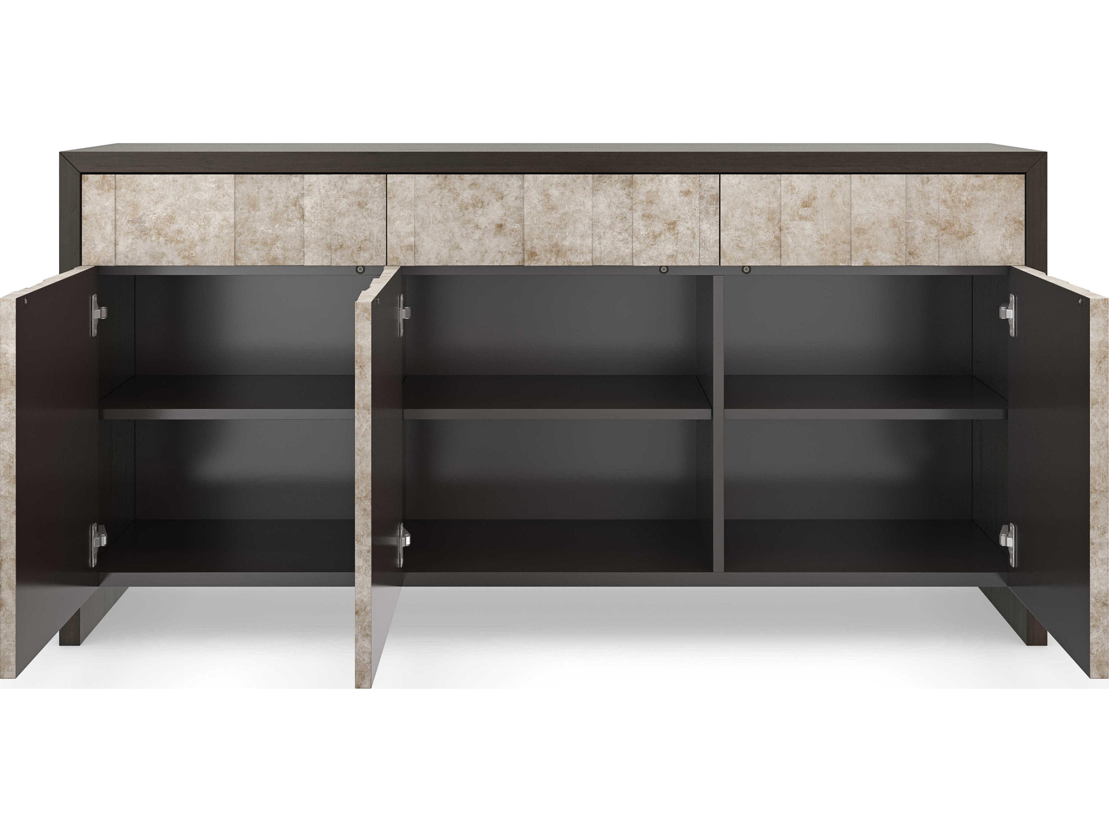 Caracole Classic Golden Hour 68" Poplar Wood Otter Mica Silverleaf Sideboard