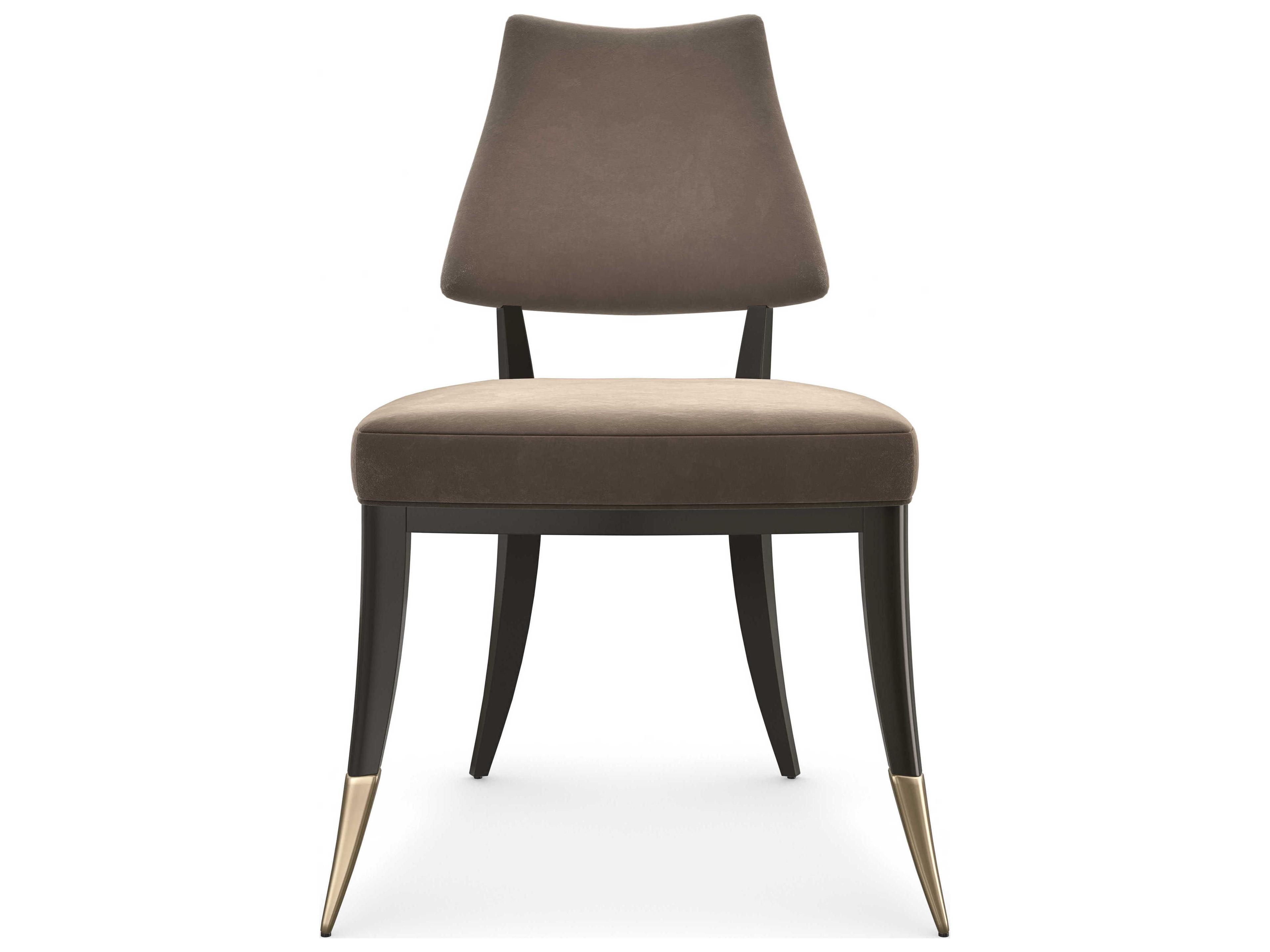 Caracole Classic Caress Fabric Poplar Wood Ebony Upholstered Side Dining Chair