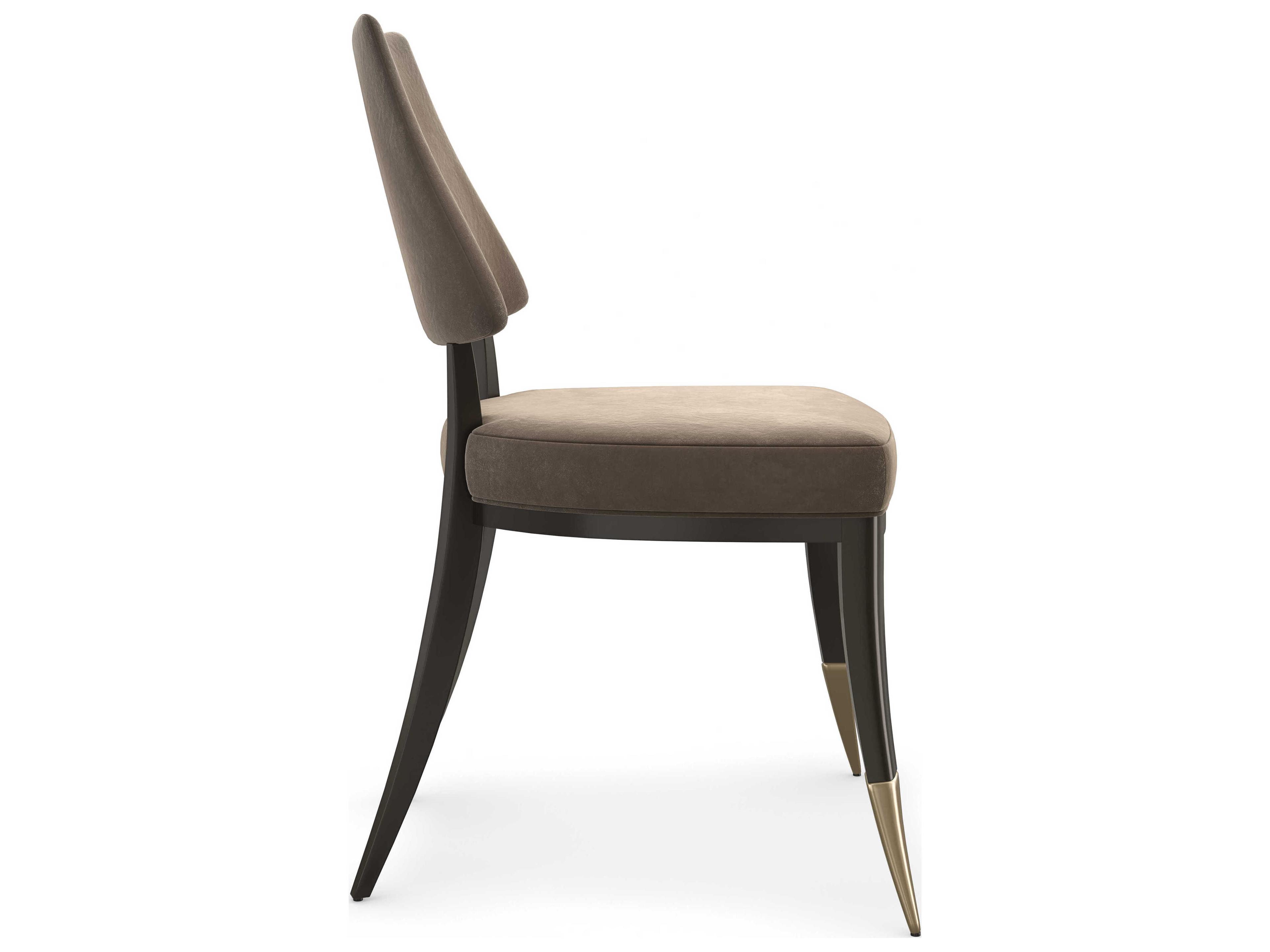 Caracole Classic Caress Fabric Poplar Wood Ebony Upholstered Side Dining Chair