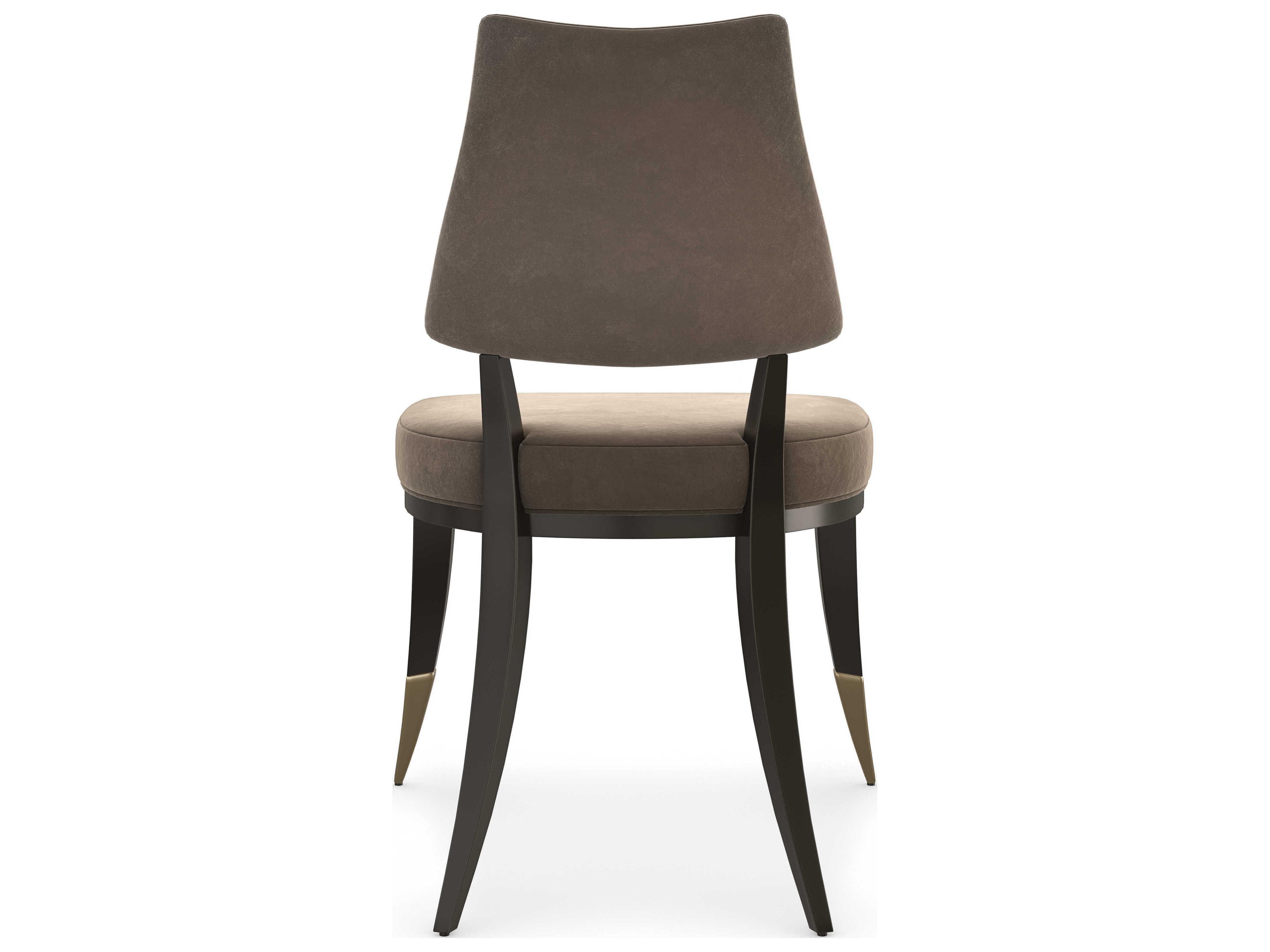 Caracole Classic Caress Fabric Poplar Wood Ebony Upholstered Side Dining Chair