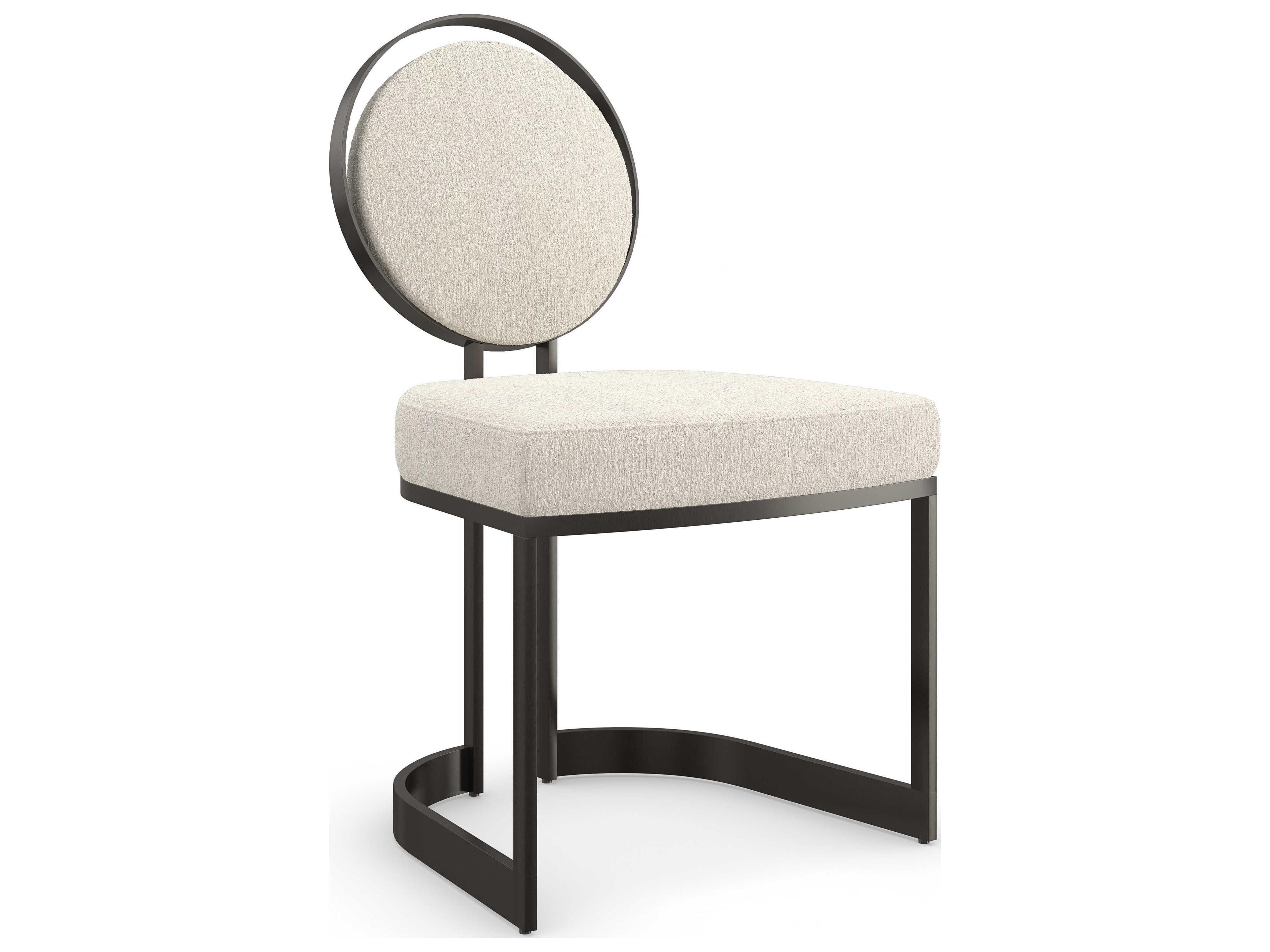 Caracole Classic La Lune Fabric Bronze Upholstered Side Dining Chair