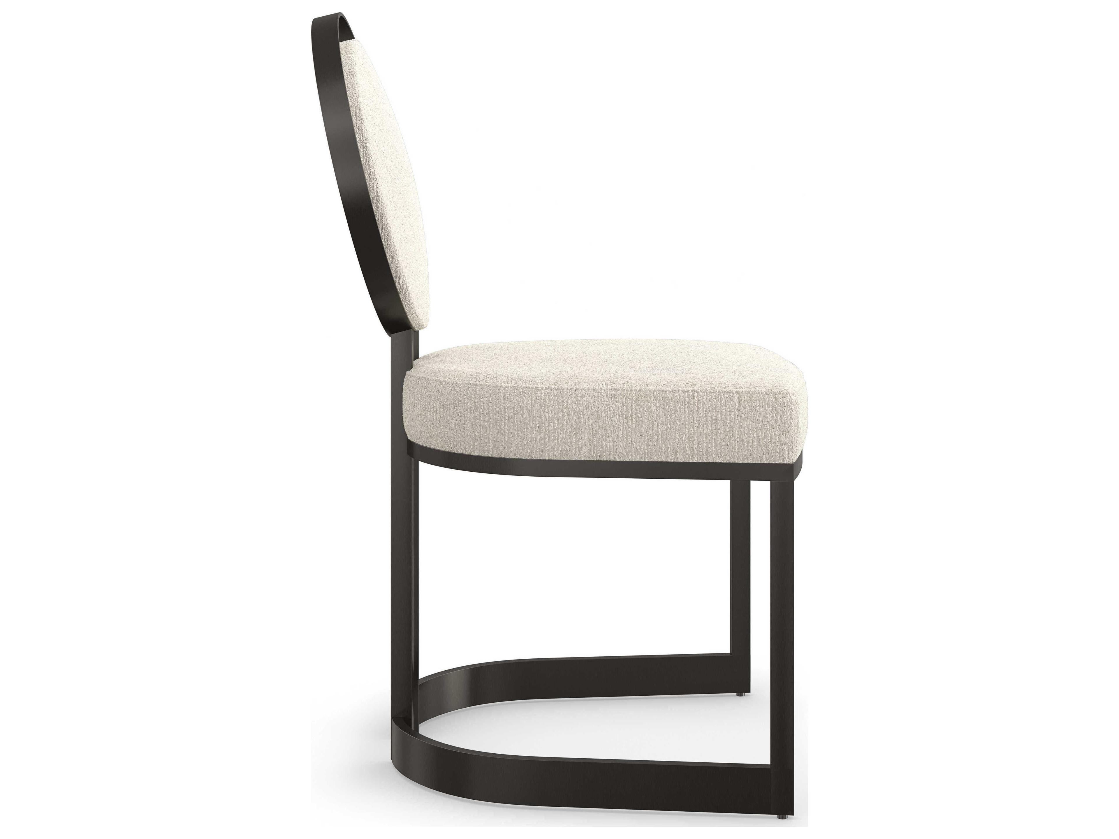 Caracole Classic La Lune Fabric Bronze Upholstered Side Dining Chair