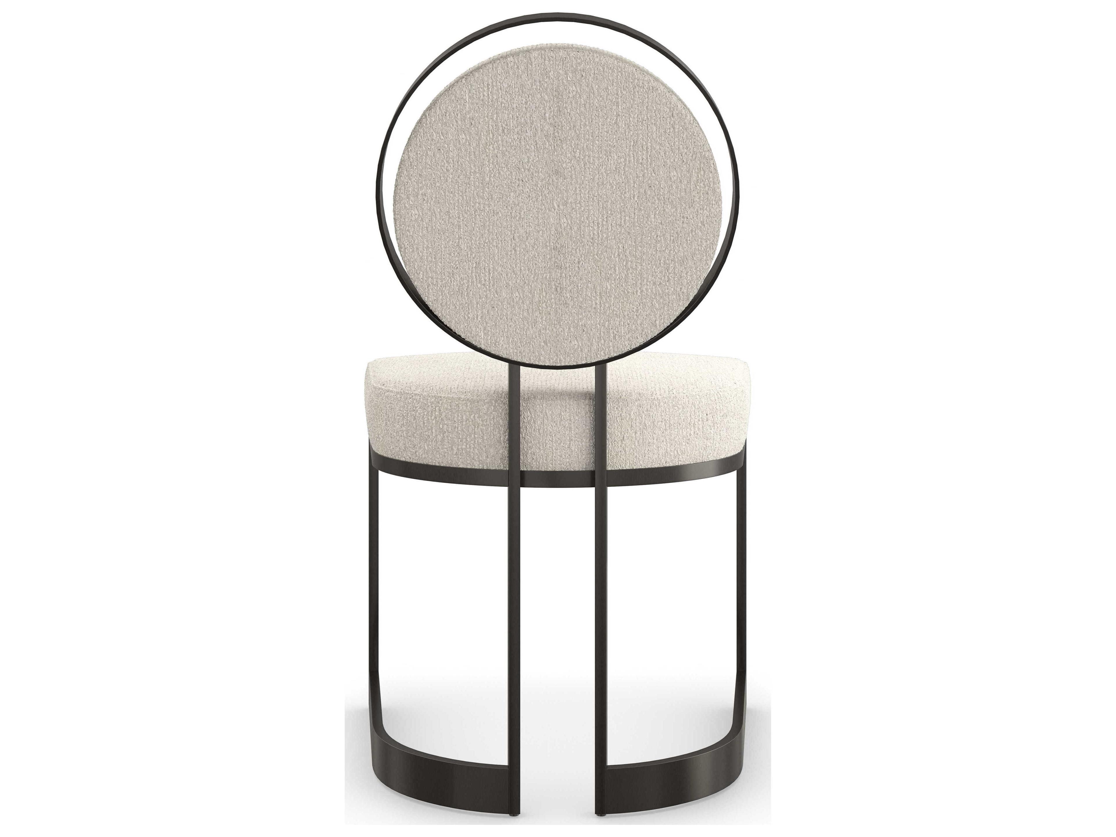 Caracole Classic La Lune Fabric Bronze Upholstered Side Dining Chair