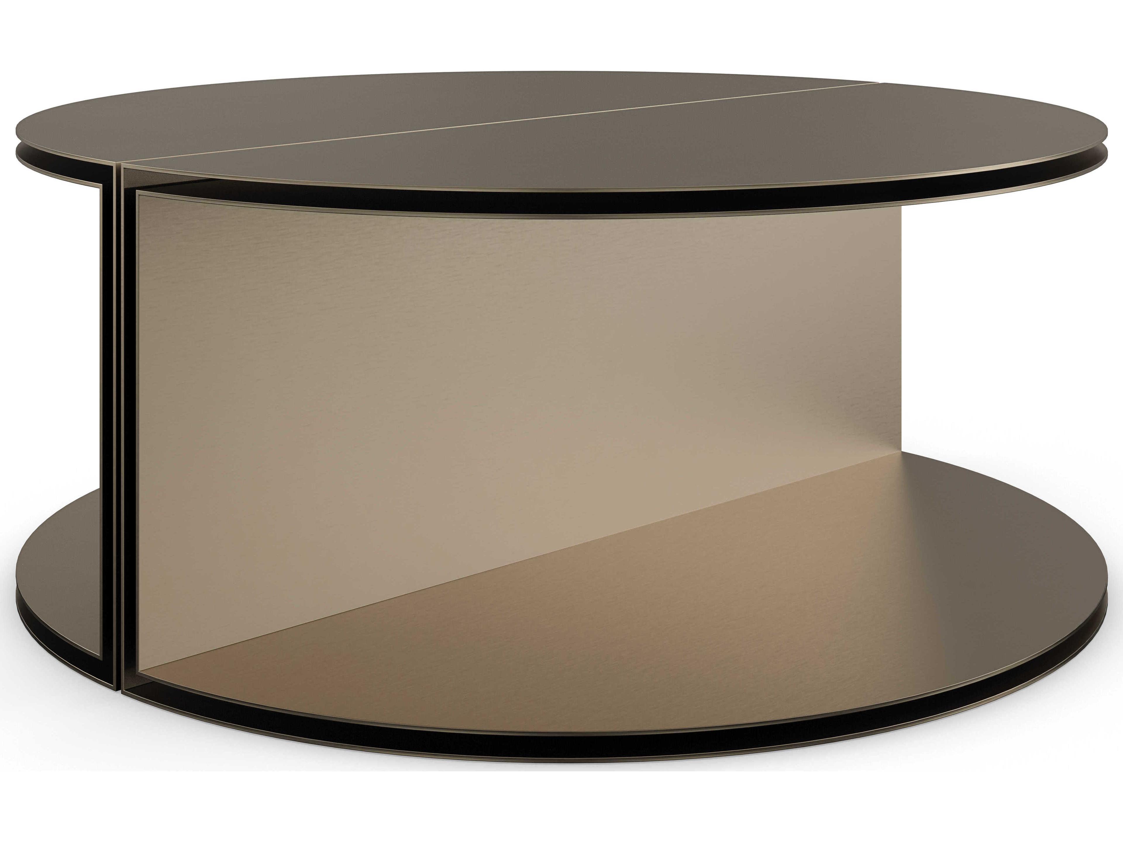 Caracole Classic All Together 32" Demilune Metal Champagne Gold Coffee Table