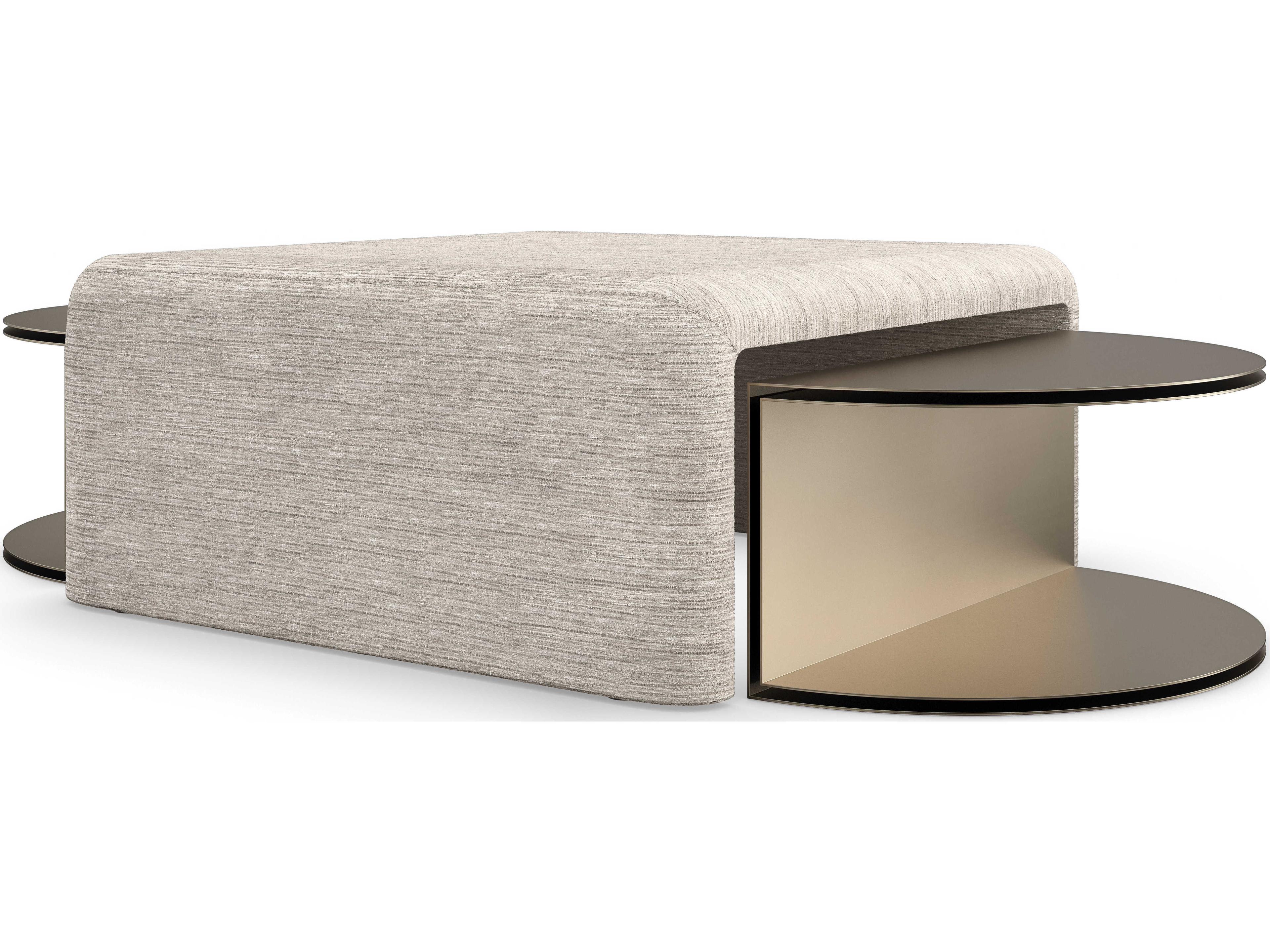 Caracole Classic All Together 32" Demilune Metal Champagne Gold Coffee Table