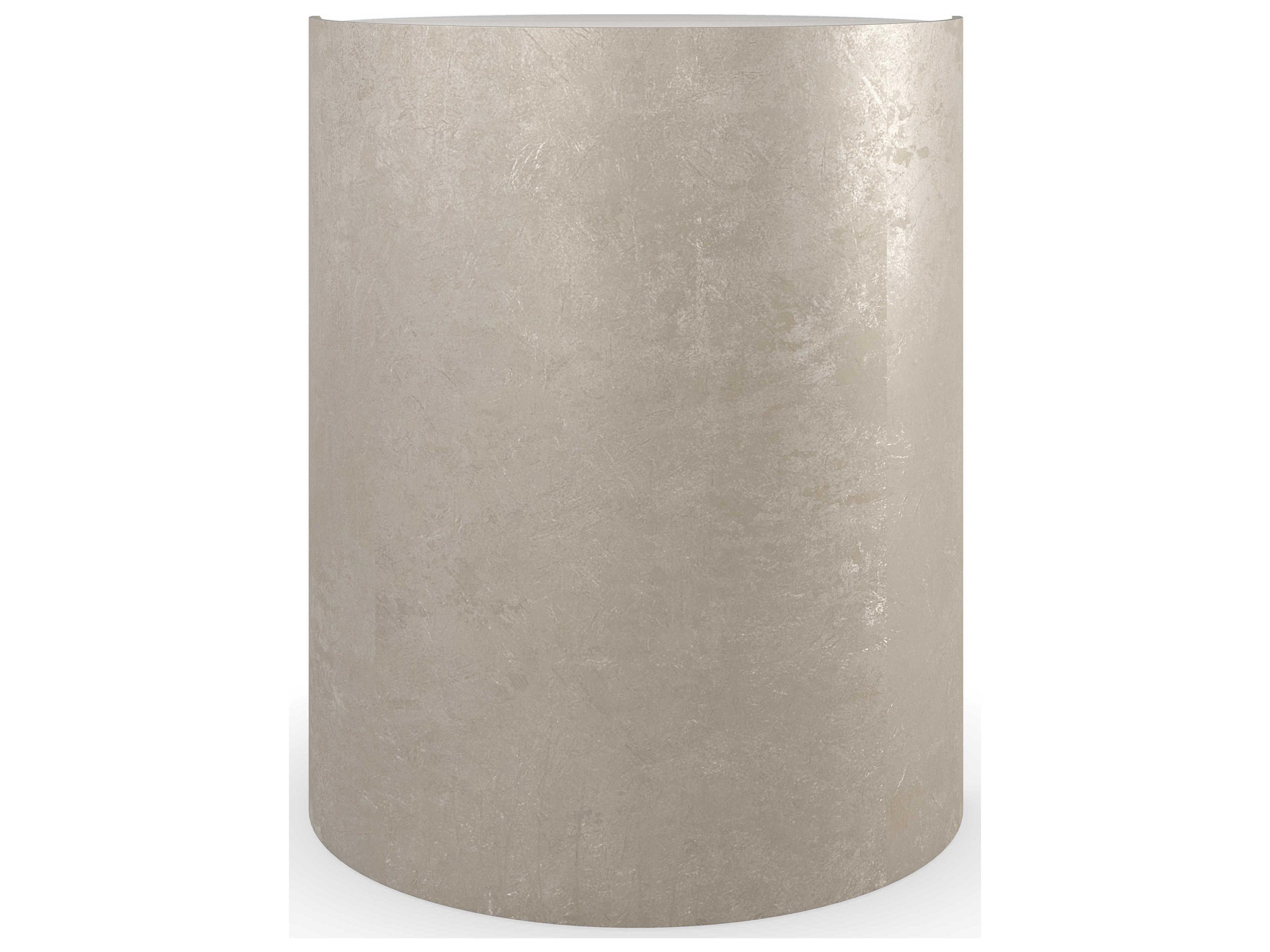 Caracole Classic Nautilus 20" Round Stone Taupe Silver Leaf Whisper Of Gold End Table