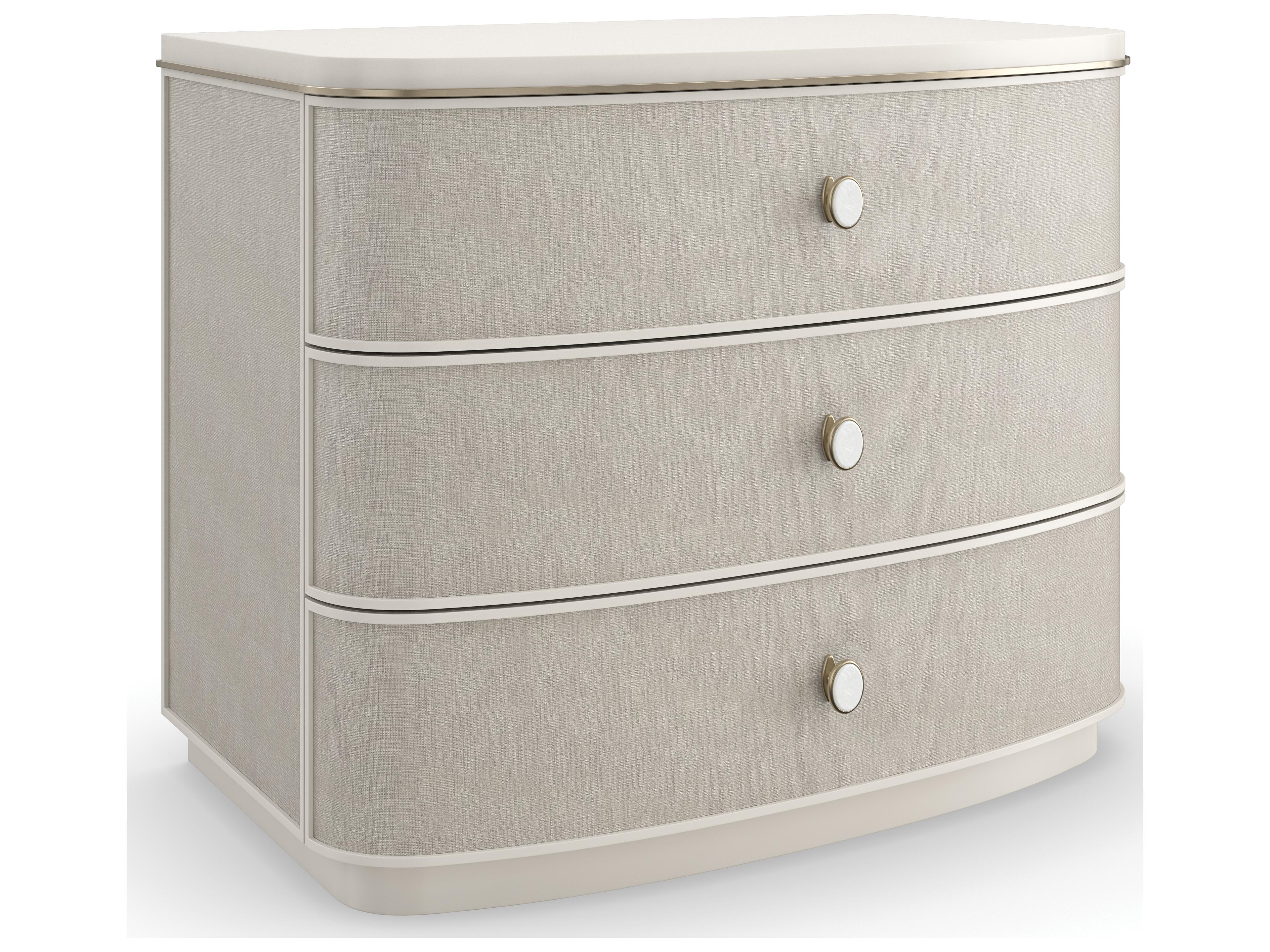 Caracole Classic Lyon 3-Drawers Gray Acacia Wood Nightstand