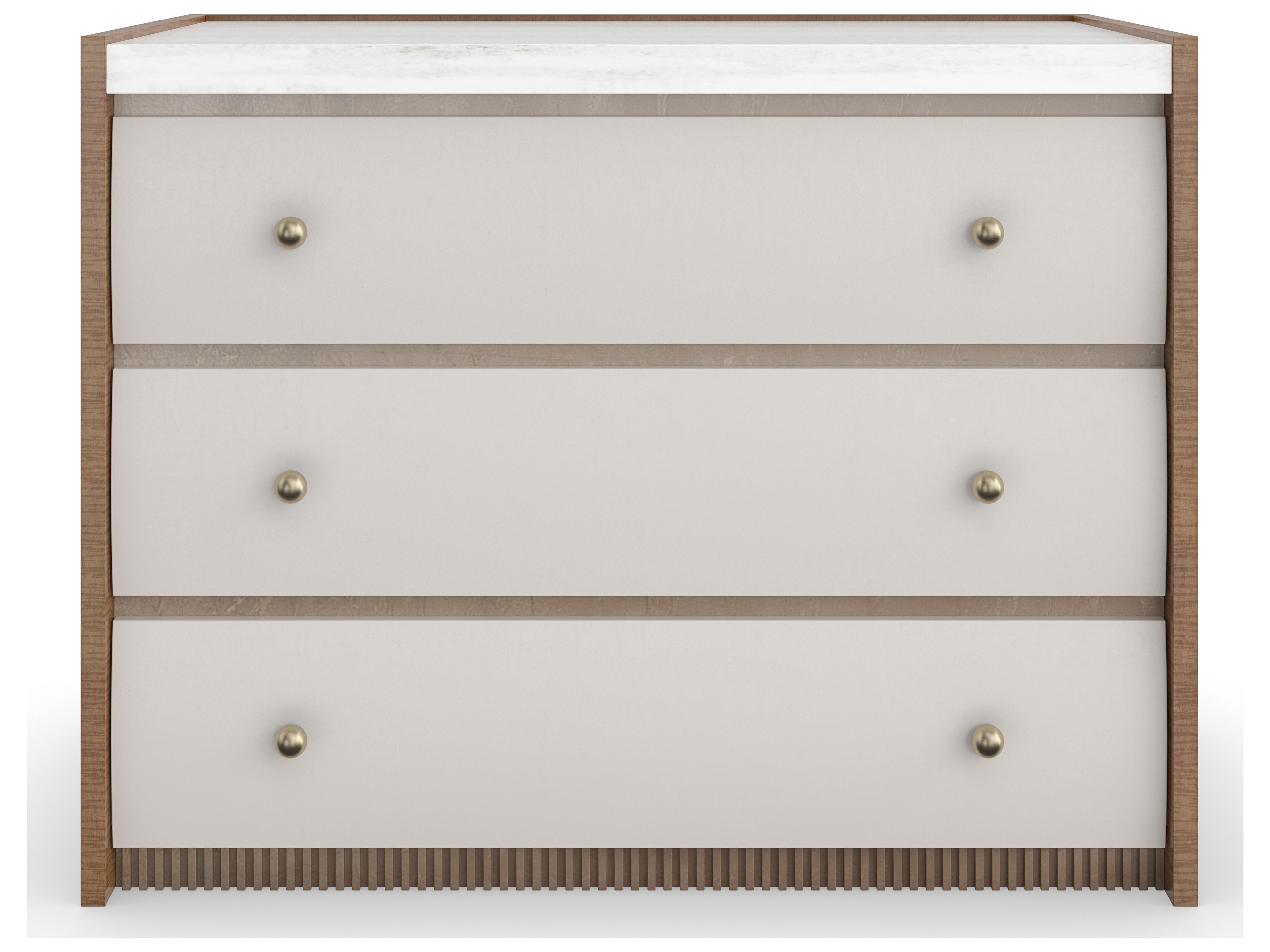 Caracole Classic Avignon 3-Drawers Beige Acacia Wood Nightstand