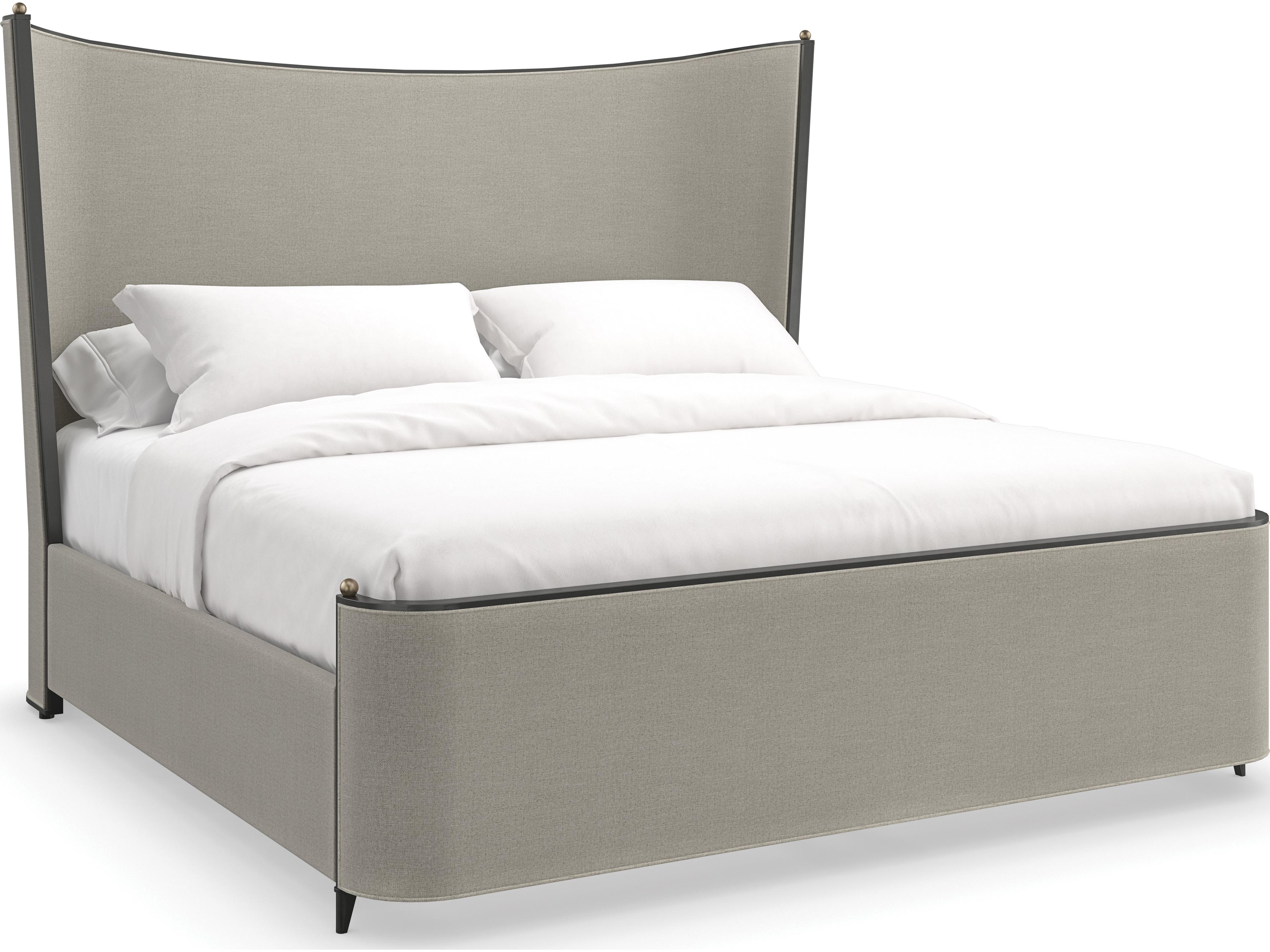 Caracole Classic Provence Gray Hardwood Upholstered King Platform Bed