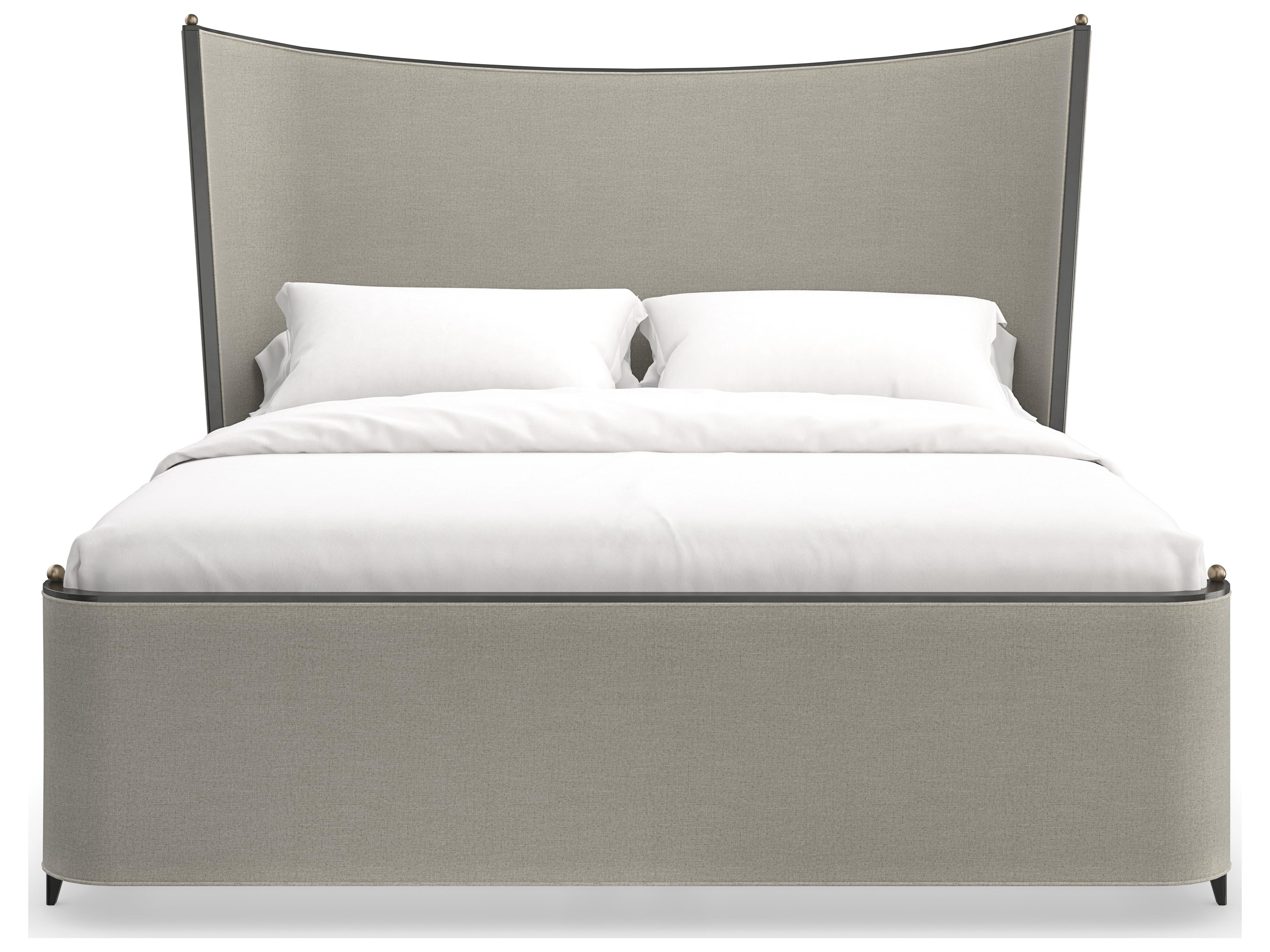 Caracole Classic Provence Gray Hardwood Upholstered King Platform Bed