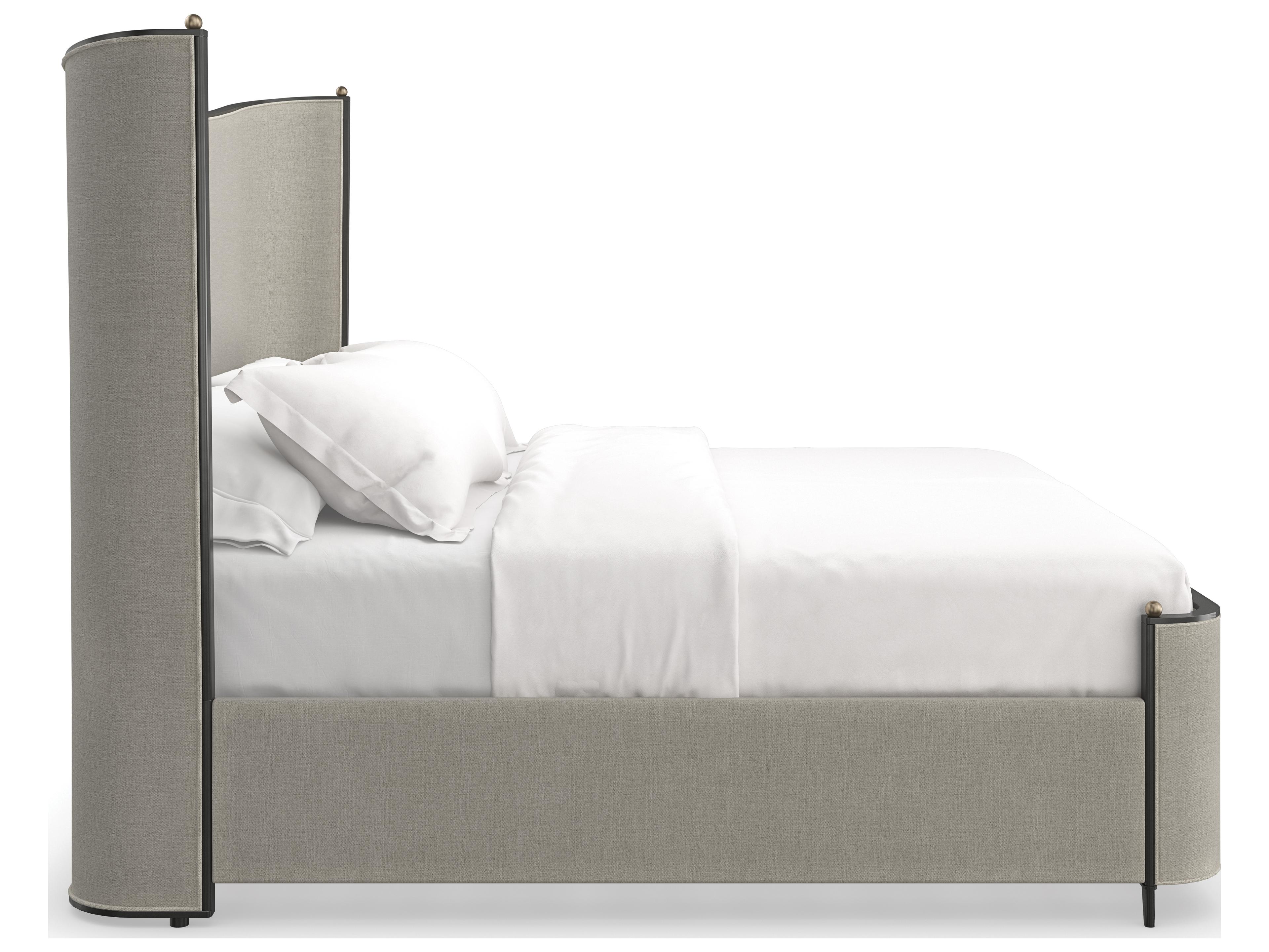 Caracole Classic Provence Gray Hardwood Upholstered King Platform Bed