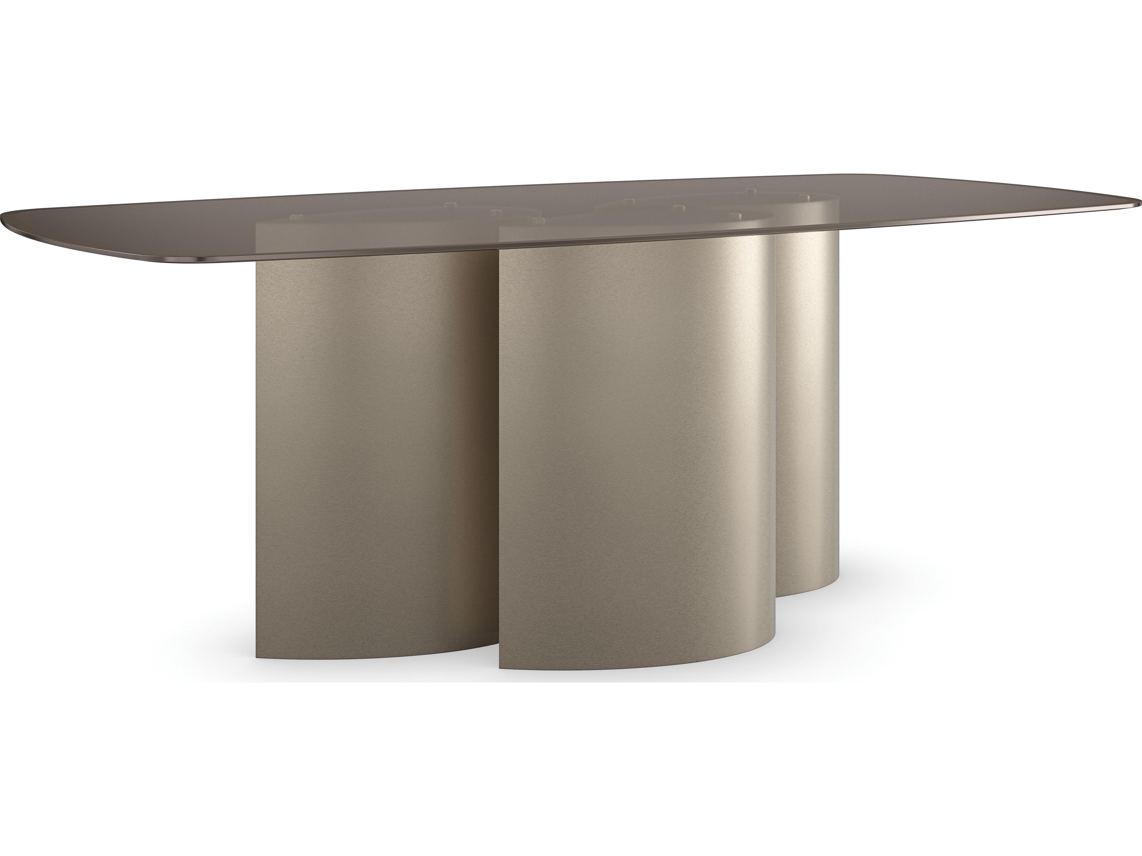 Caracole Classic Aphelion Rectangular Glass Brushed Whisper Of Gold Dining Table