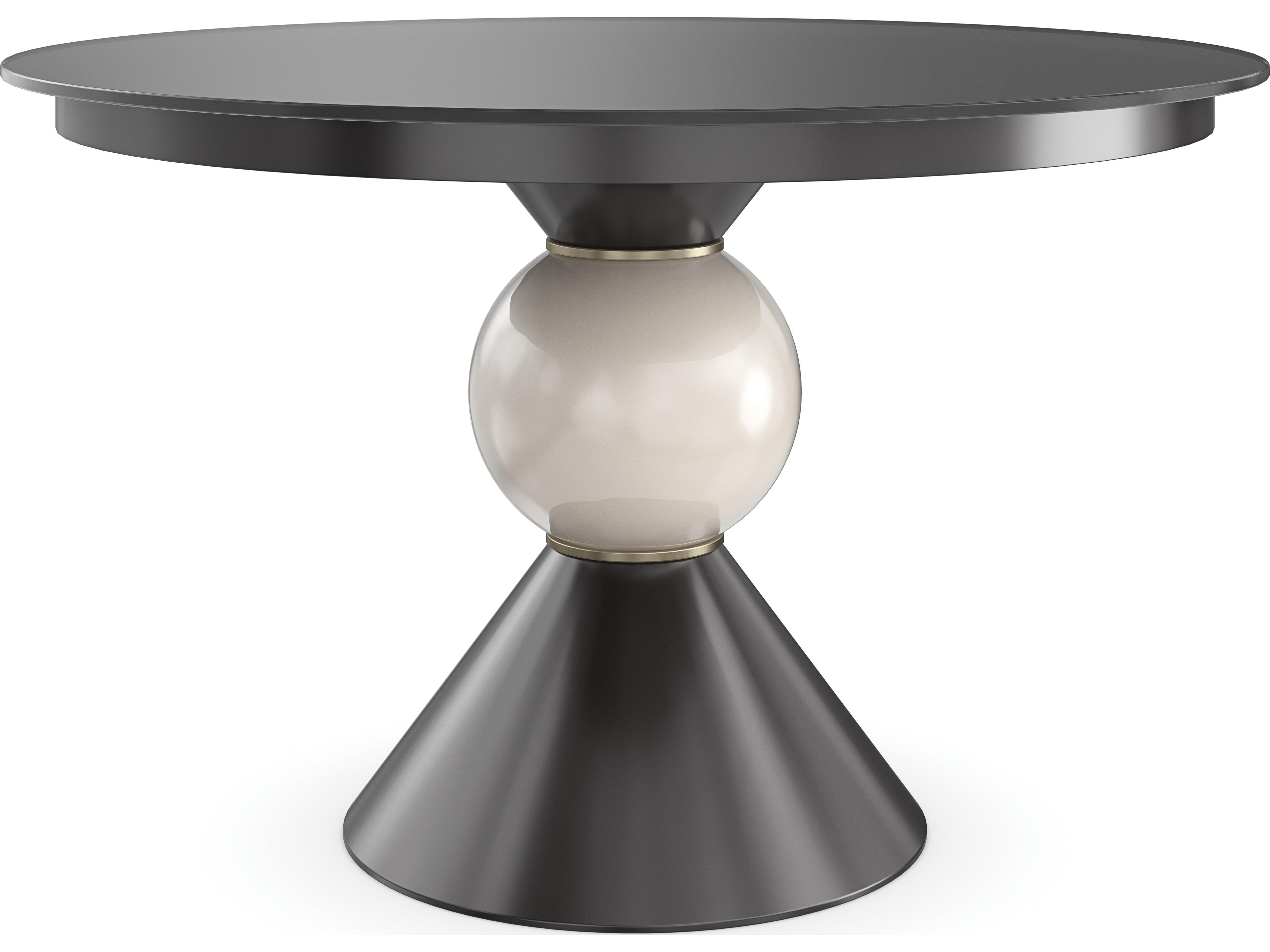 Caracole Classic Chalice Round Glass Almost Black Dining Table