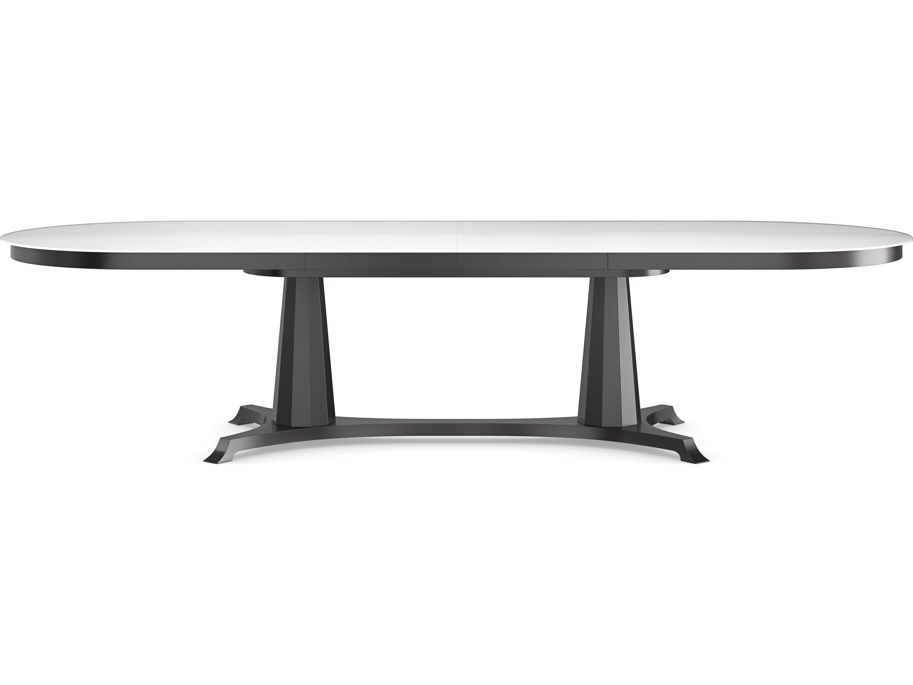 Caracole Classic Bordeaux Oval Glass Almost Black Dining Table