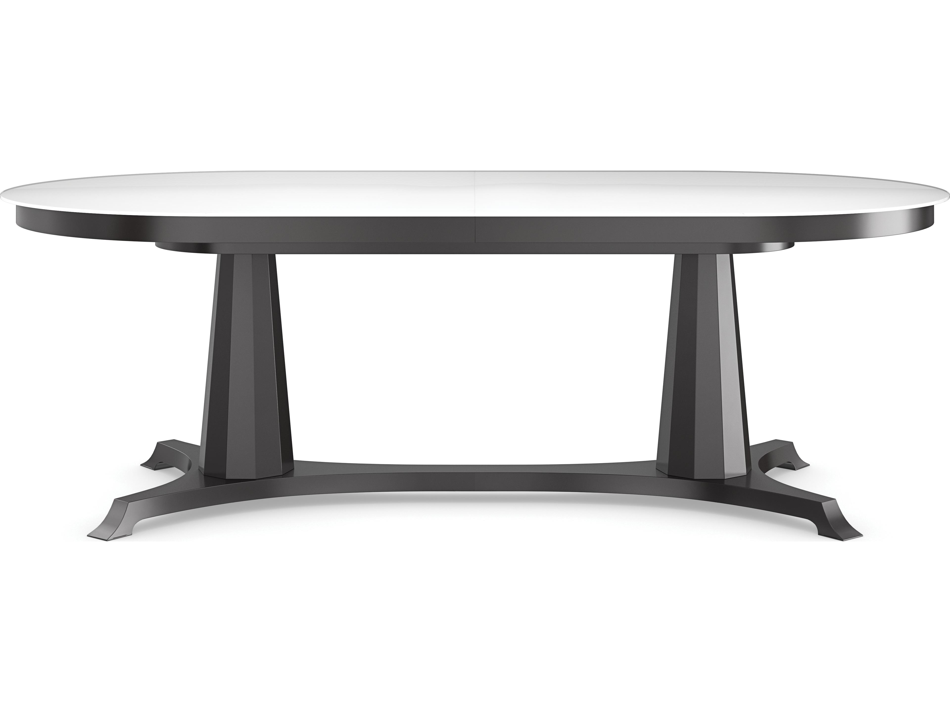 Caracole Classic Bordeaux Oval Glass Almost Black Dining Table