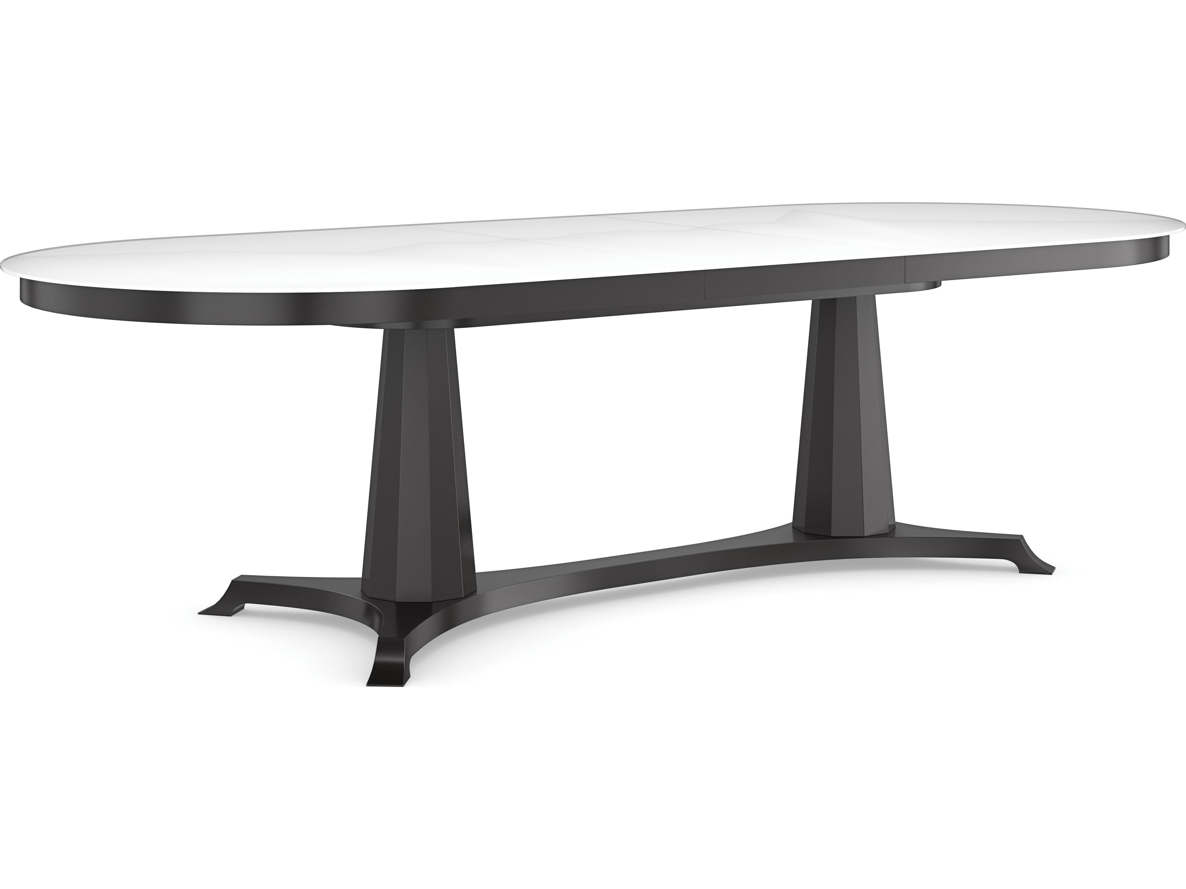 Caracole Classic Bordeaux Oval Glass Almost Black Dining Table