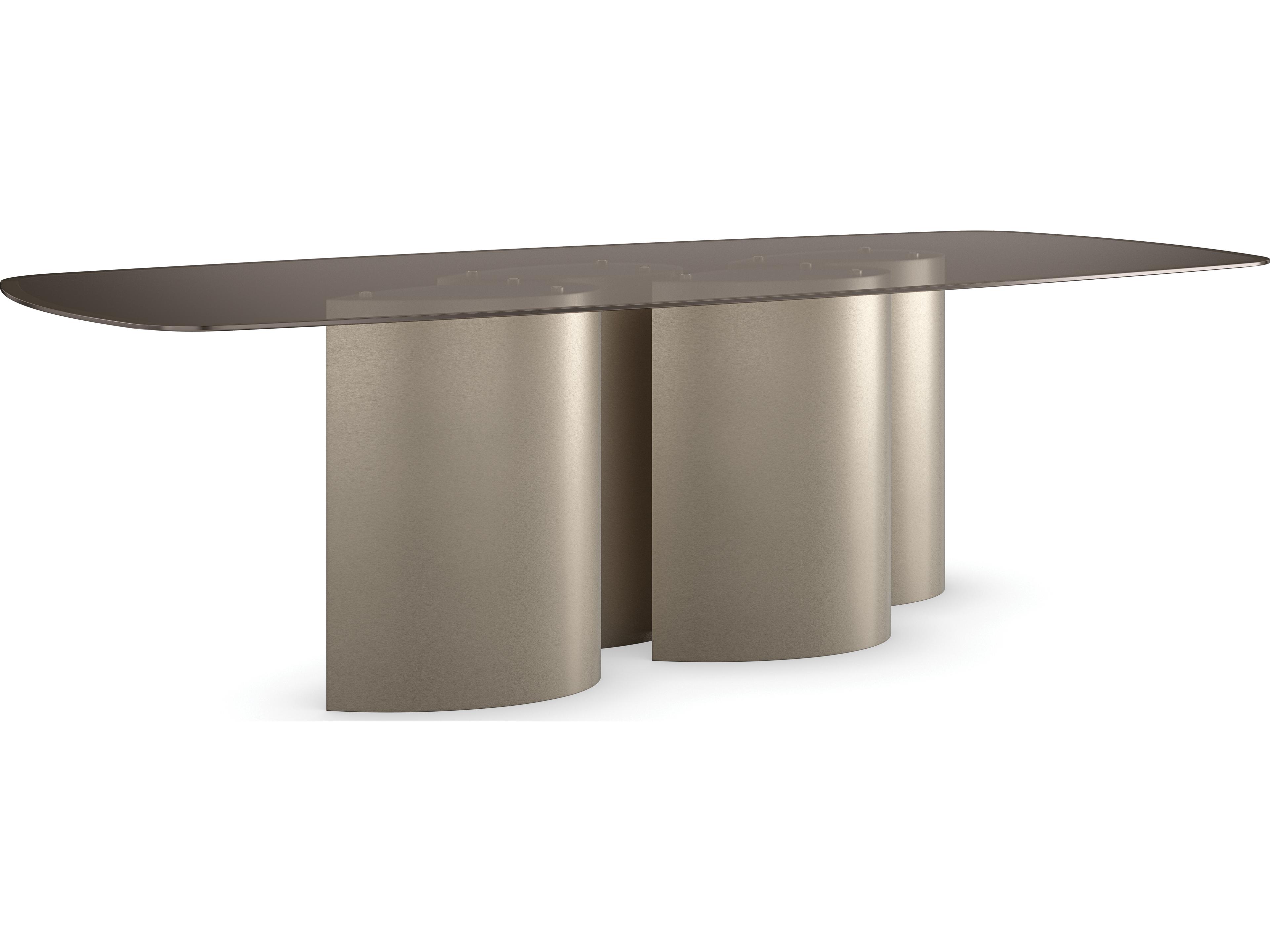 Caracole Classic Aphelion Rectangular Glass Brushed Whisper Of Gold Dining Table