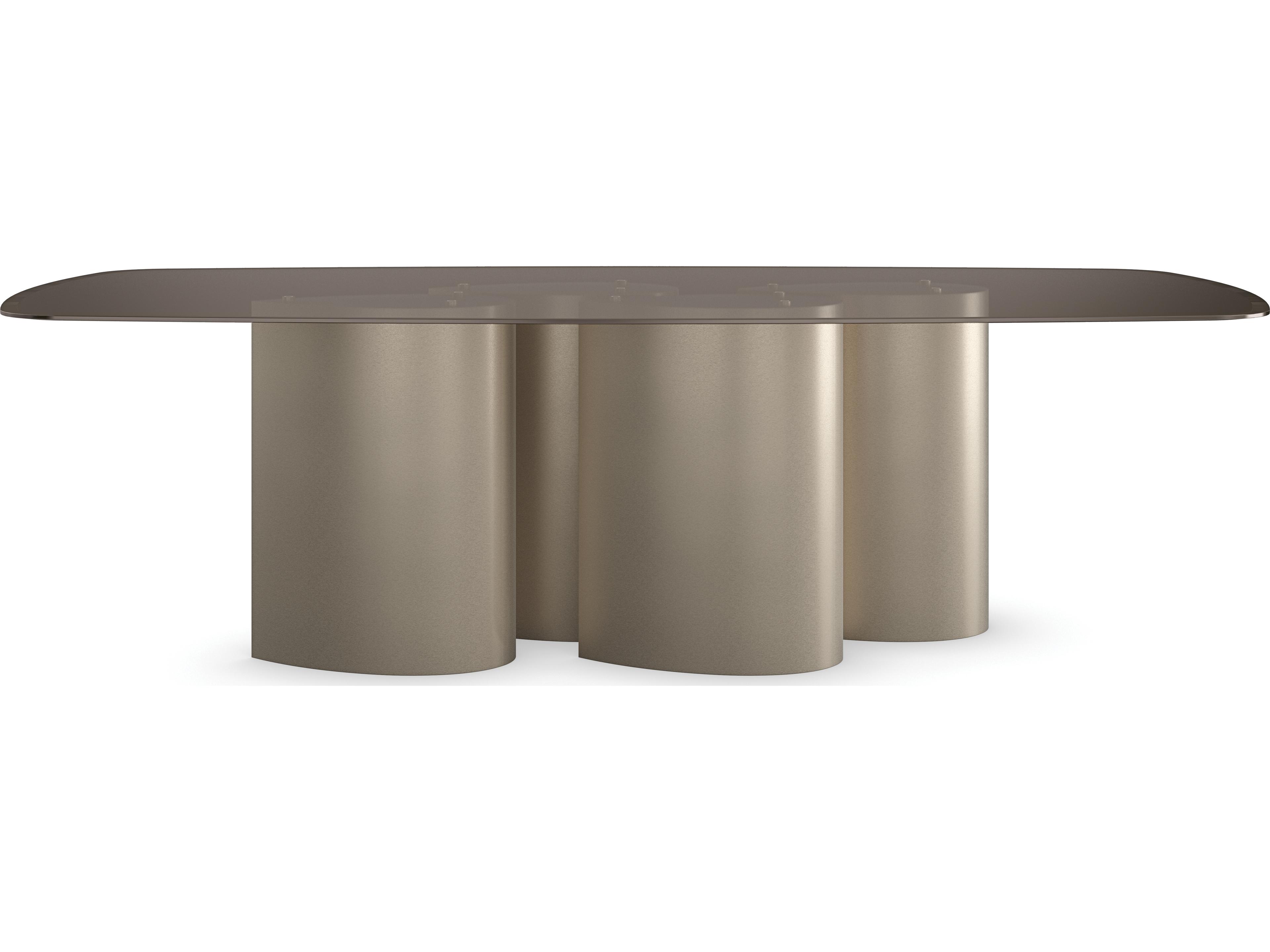 Caracole Classic Aphelion Rectangular Glass Brushed Whisper Of Gold Dining Table