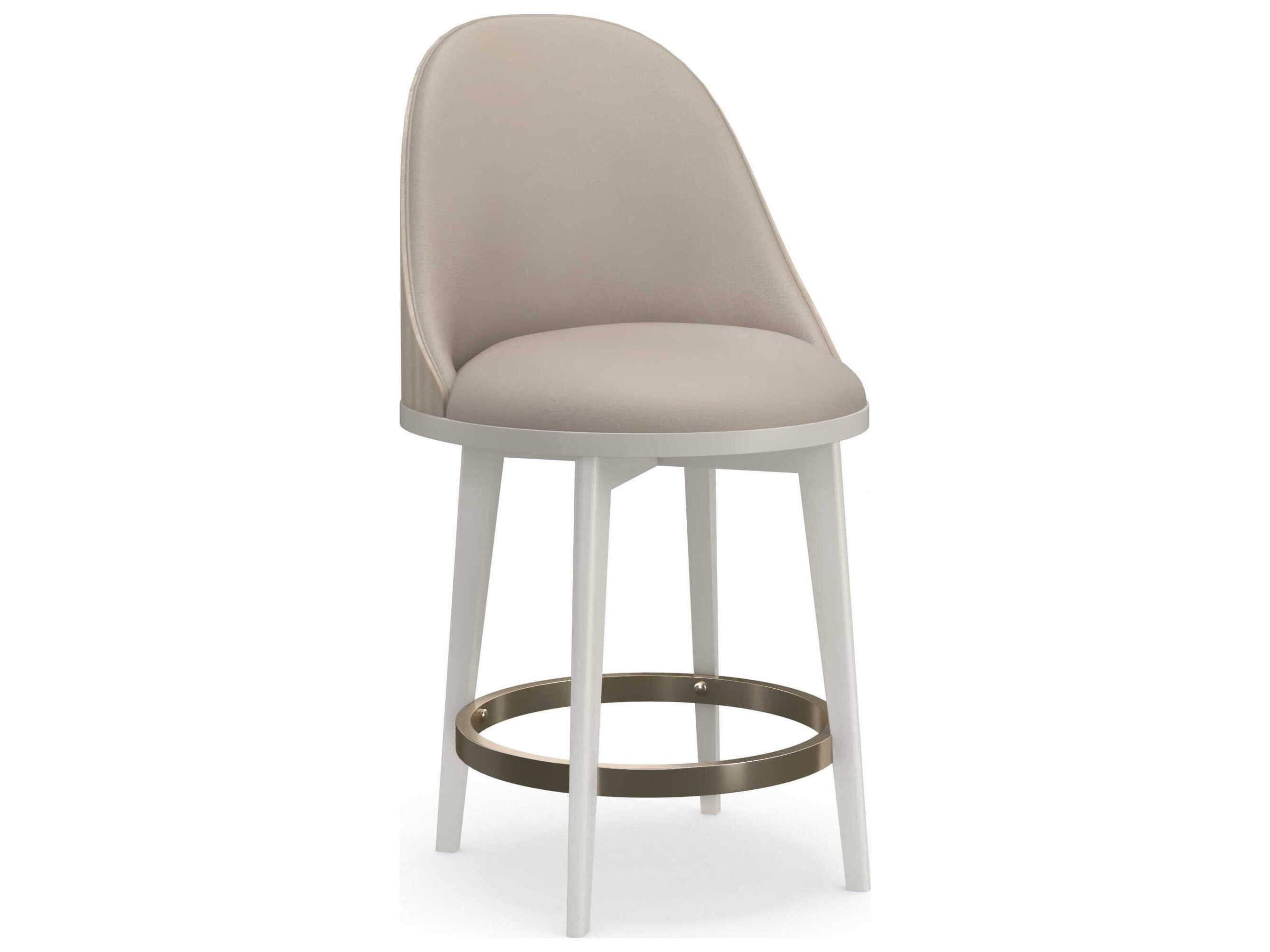 Caracole Another Moonstone Upholstered Swivel Birch Wood Counter Stool