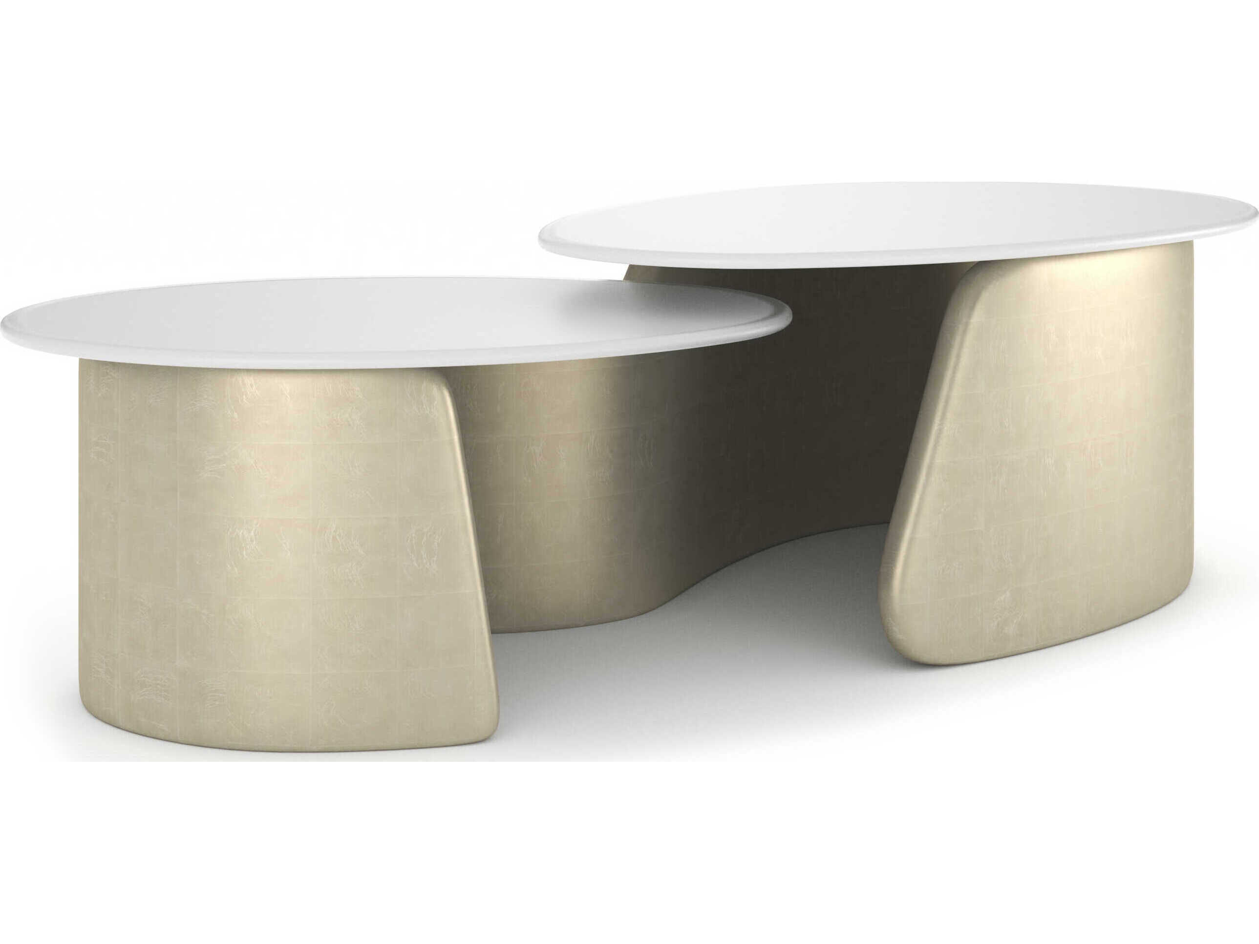 Caracole Bauble Oval Glass Oracle Broken Leaf Coffee Table