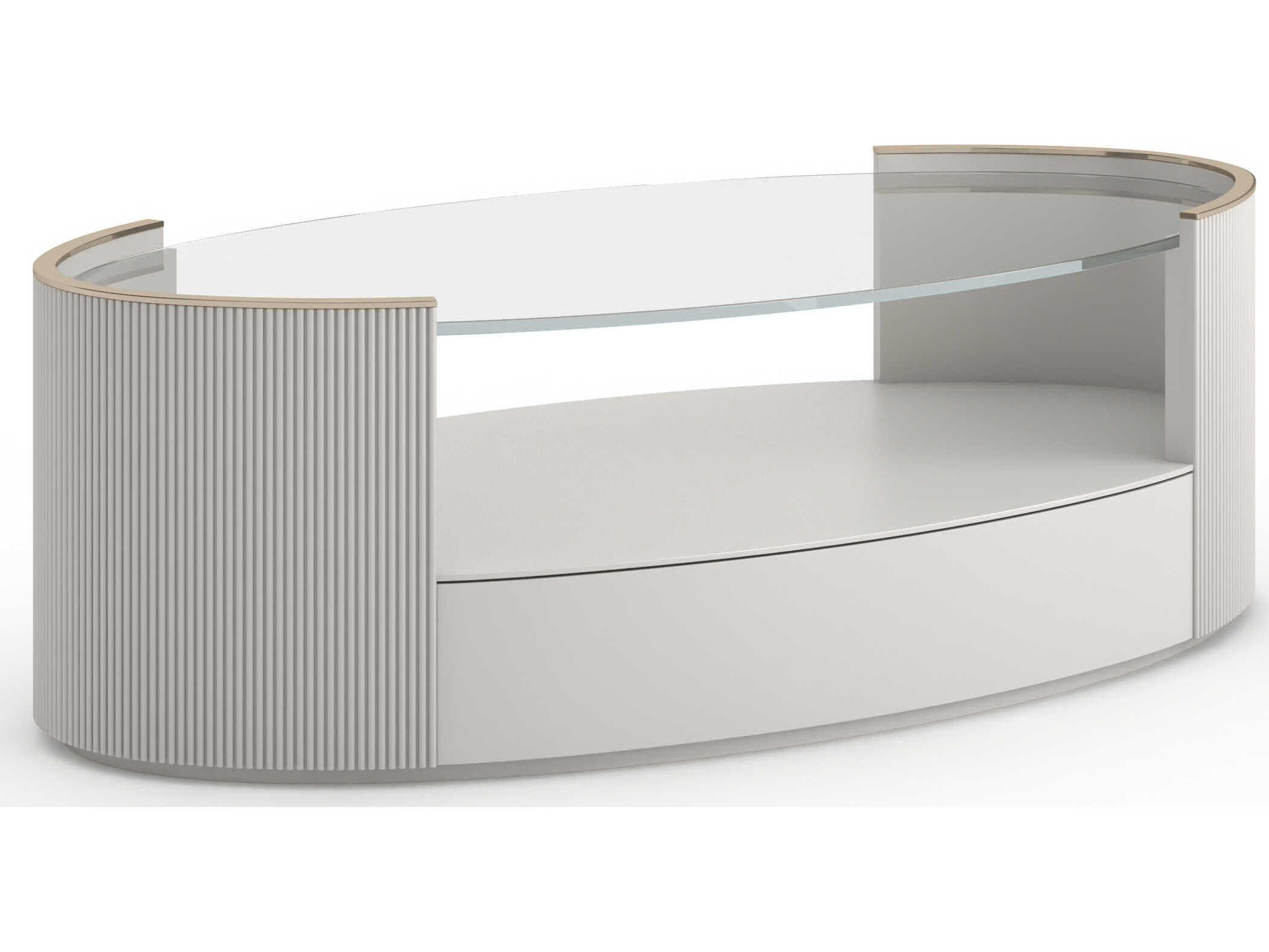 Caracole Love Oval Glass Matte Pearl Coffee Table