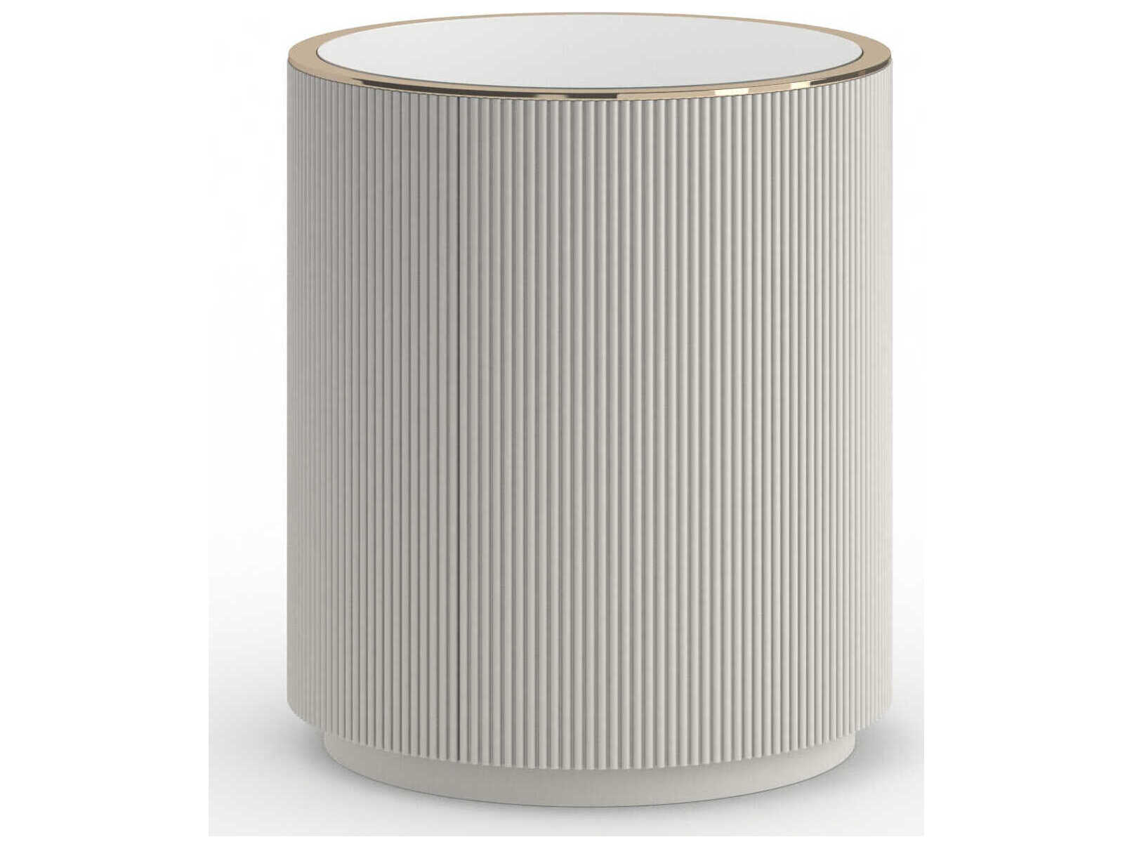 Caracole Love Round Glass Matte Pearl End Table