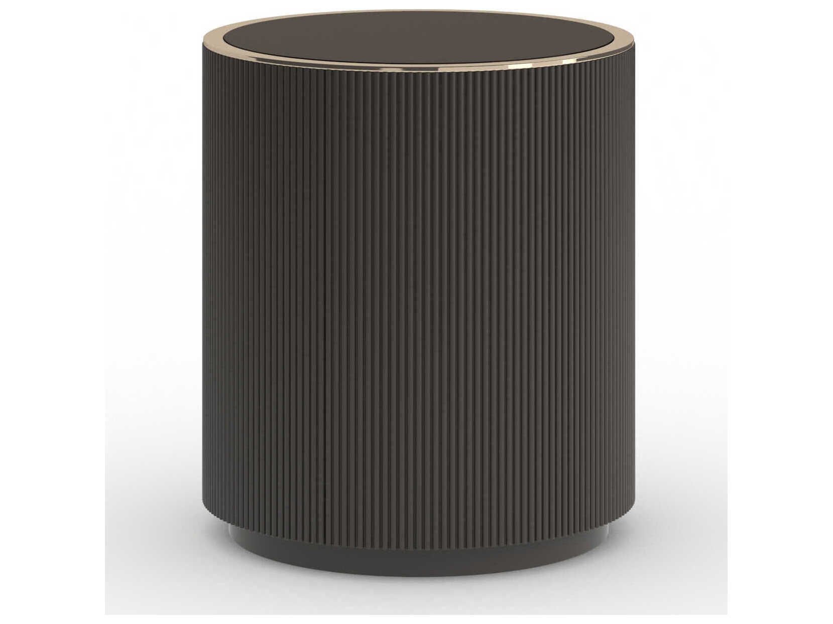 Caracole Love Round Glass Dark Chocolate; Whisper Of Gold End Table