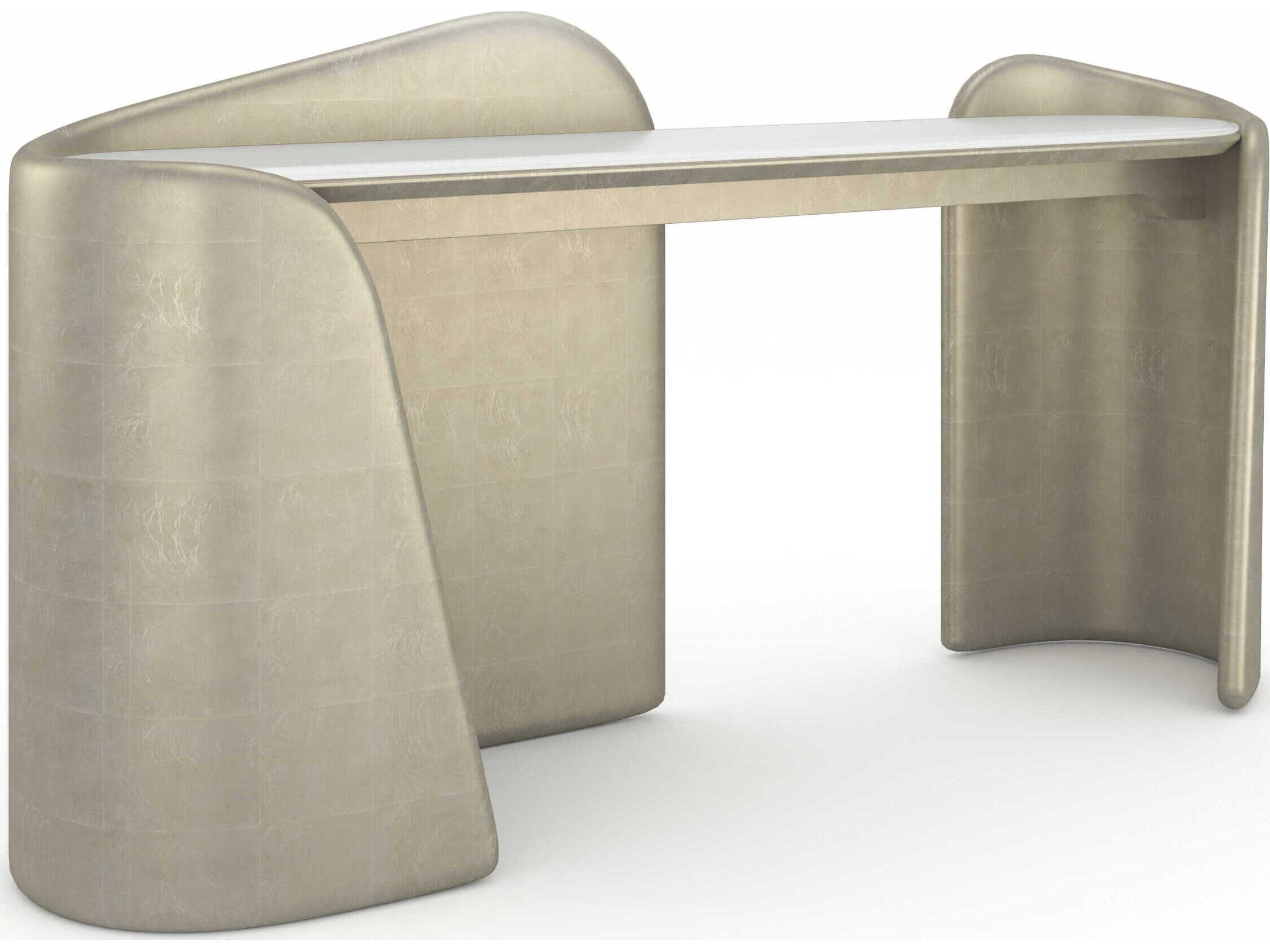 Caracole Bauble Oval Glass Oracle Broken Leaf Console Table