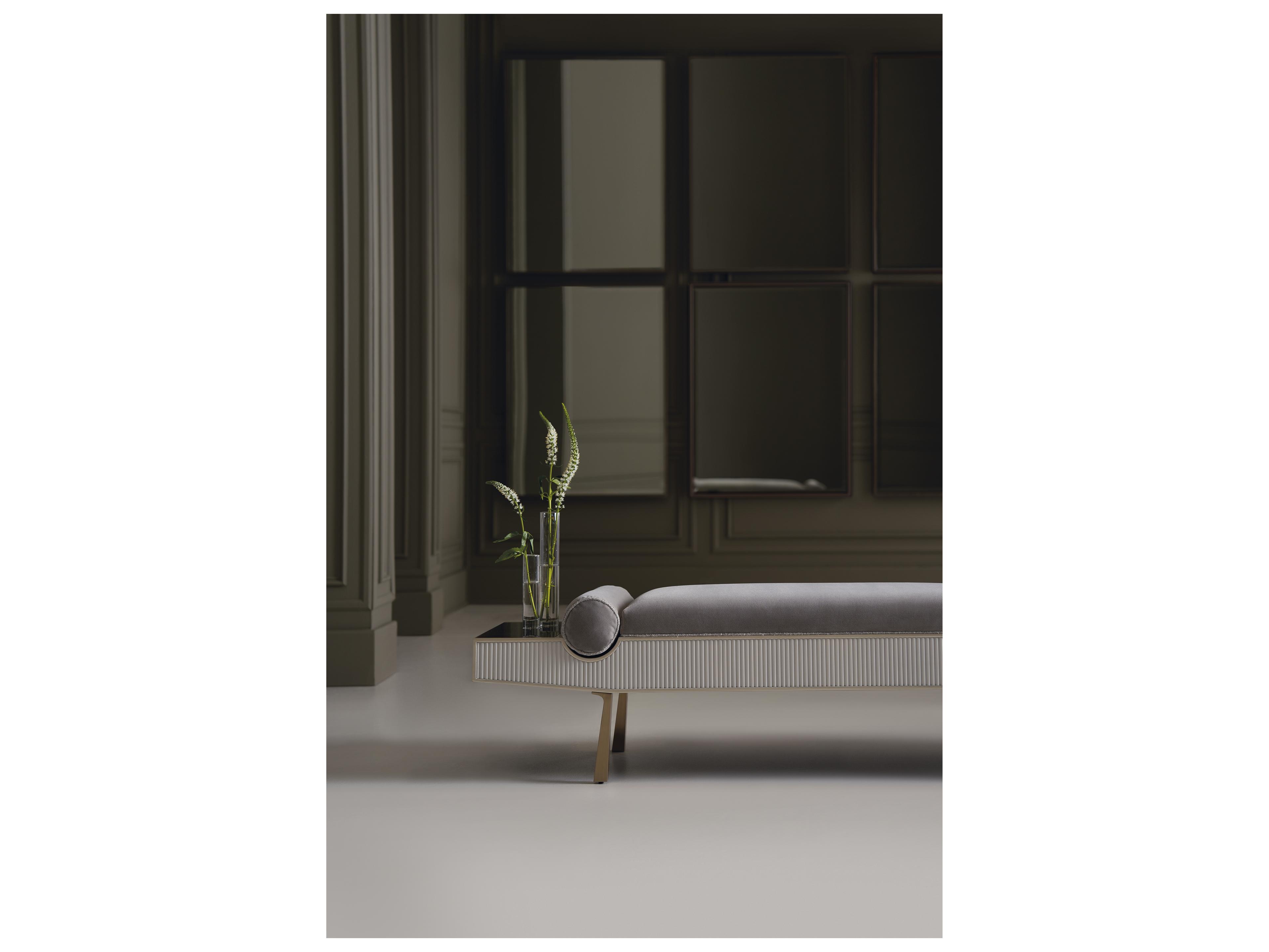 Caracole Almond Milk Gray Upholstered Accent Bench