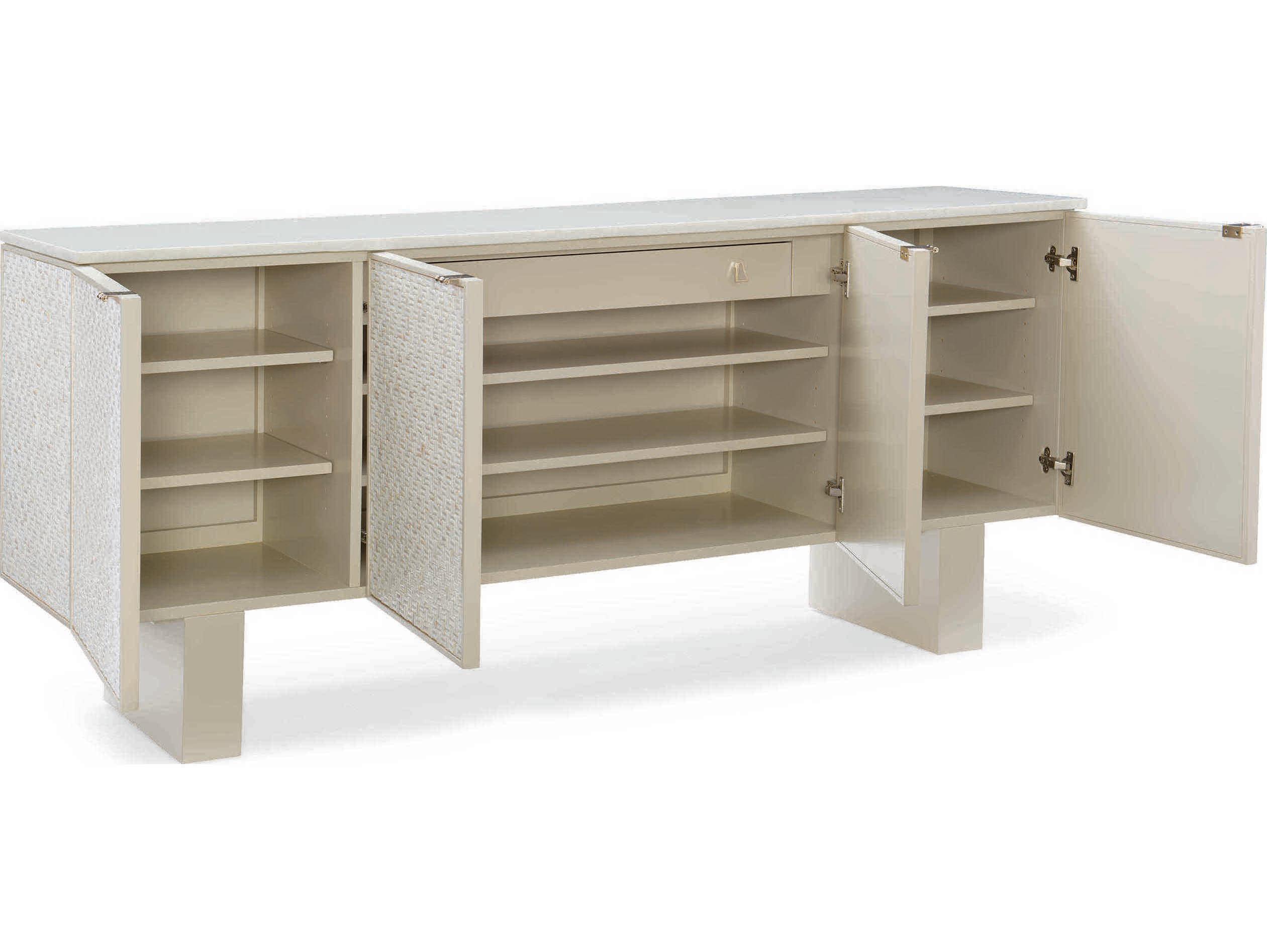 Caracole Classic Bomb-Shell 77" Four Door Buffet with Pearl Shell
