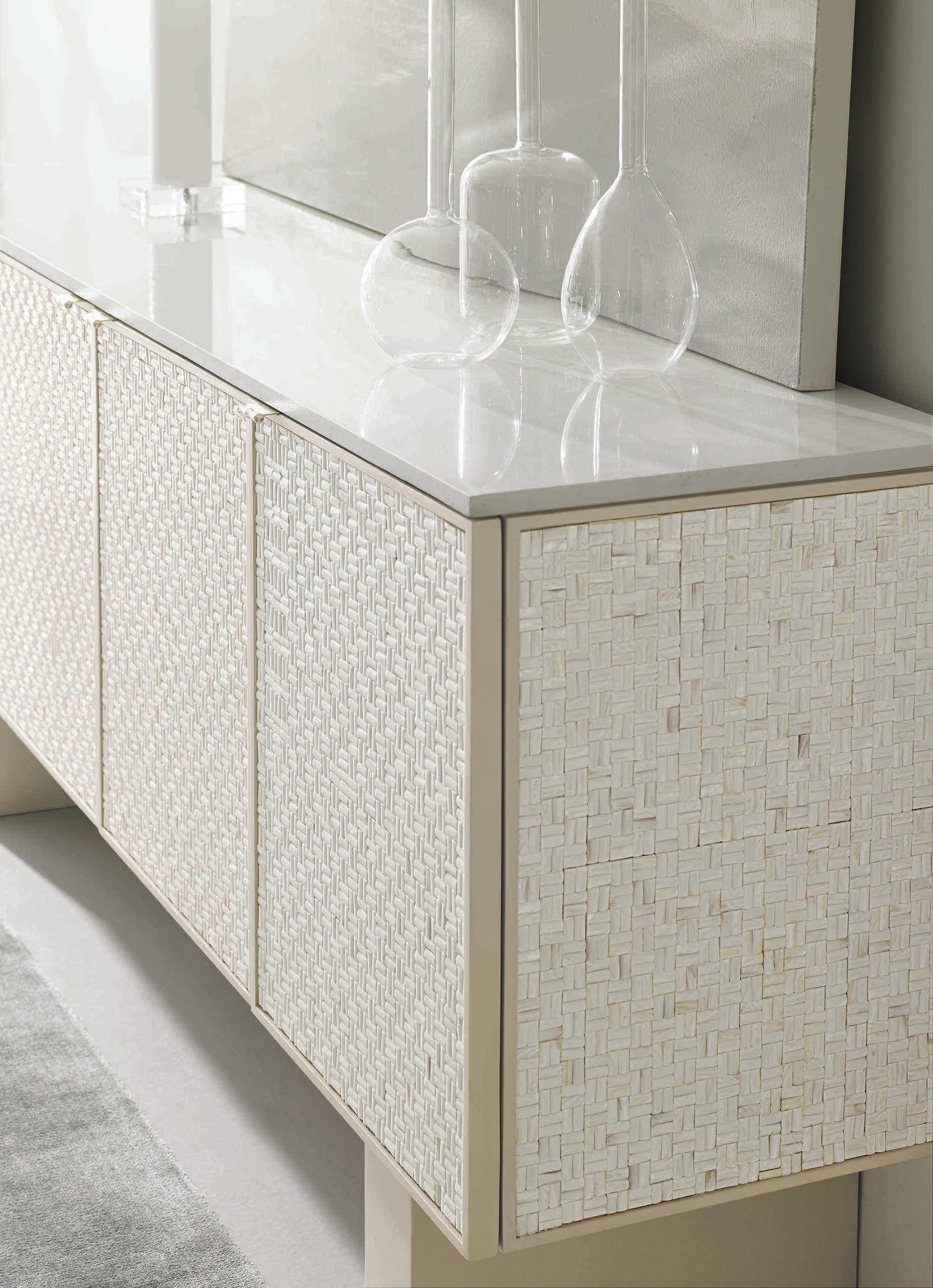 Caracole Classic Bomb-Shell 77" Four Door Buffet with Pearl Shell