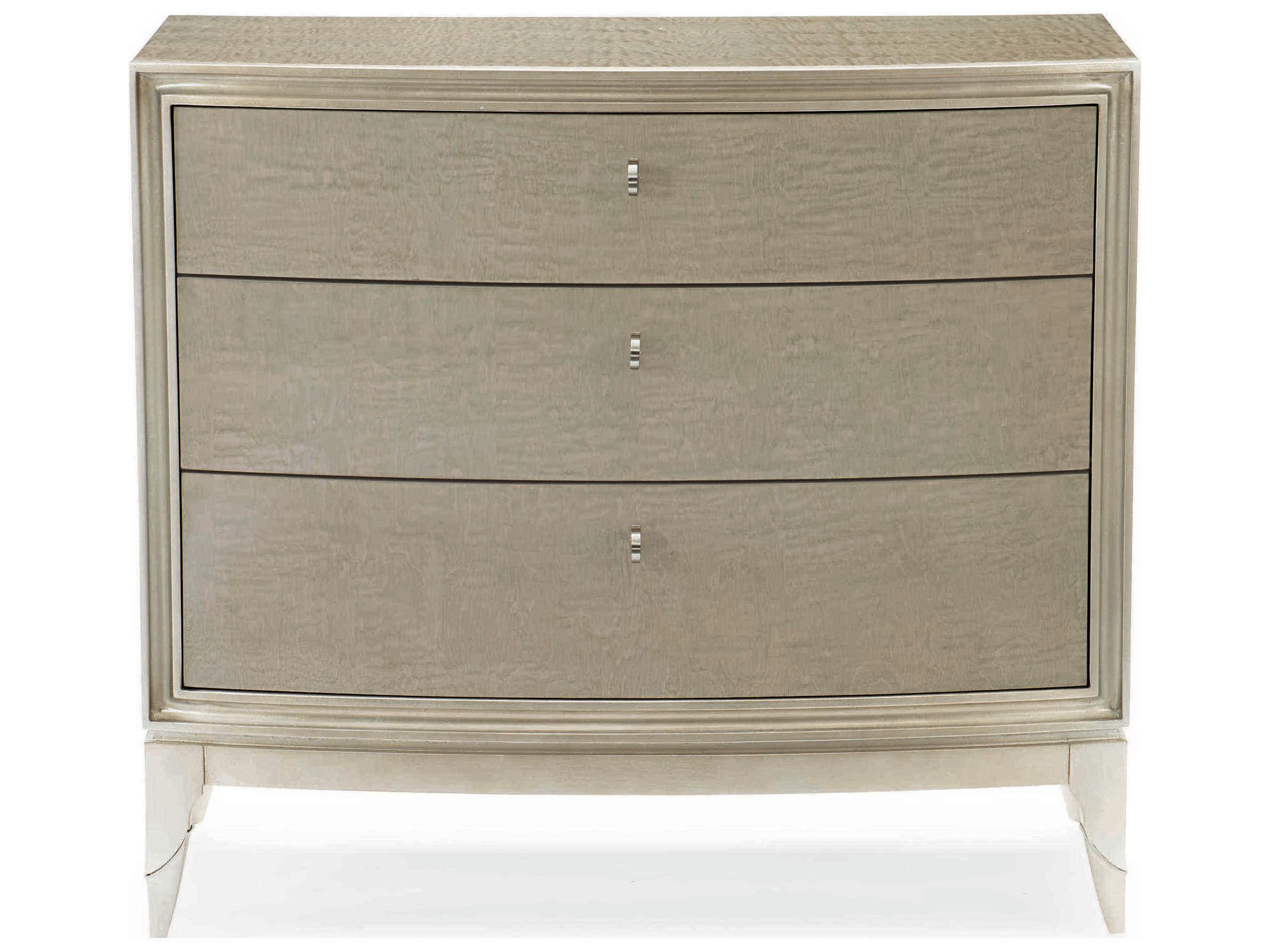 Caracole Classic Rise and Shine Silver Maple 3-Drawers Beige Nightstand