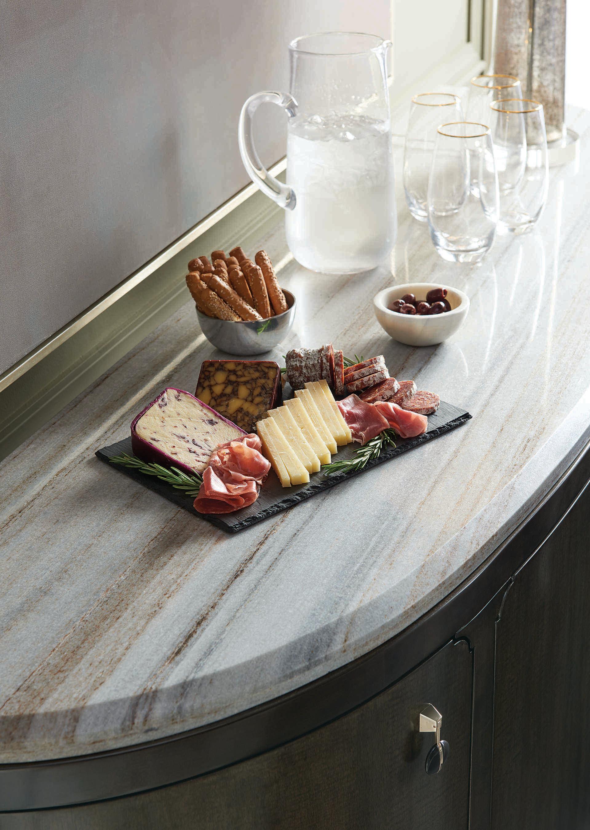 Caracole Classic Serve Yourself 72" Stone Top Demilune Buffet