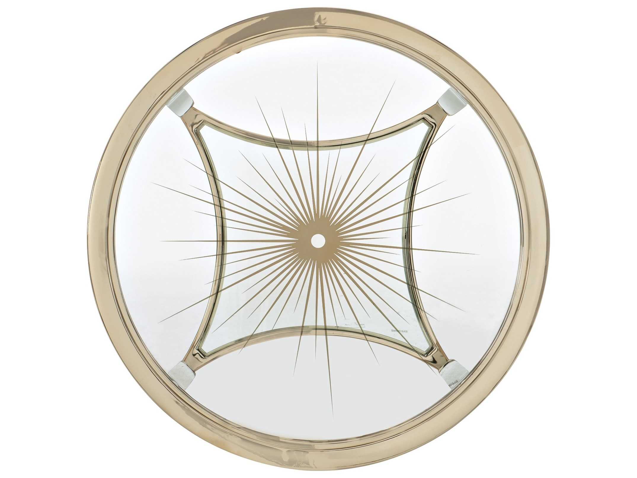 Caracole Classic Rising Star Round Glass Whisper Of Gold Neutral Metallic End Table