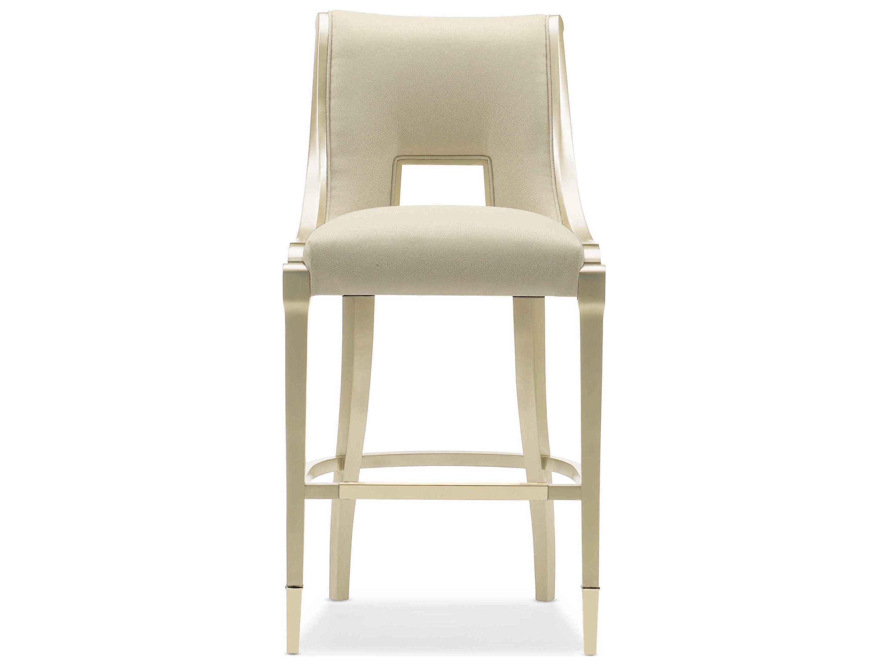 Caracole Classic In Good Taste Upholstered Gold Bullion Paint Bar Stool