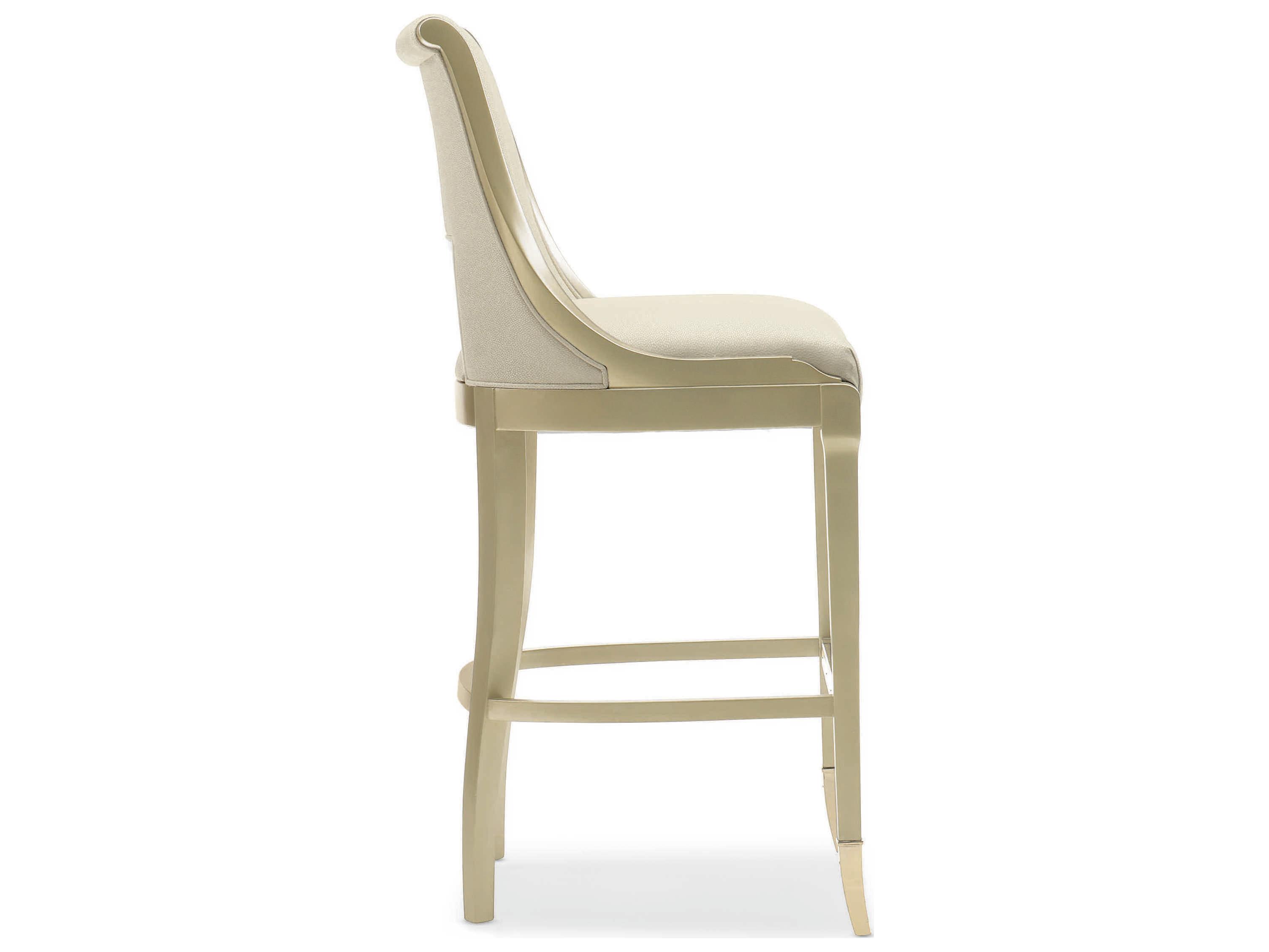 Caracole Classic In Good Taste Upholstered Gold Bullion Paint Bar Stool